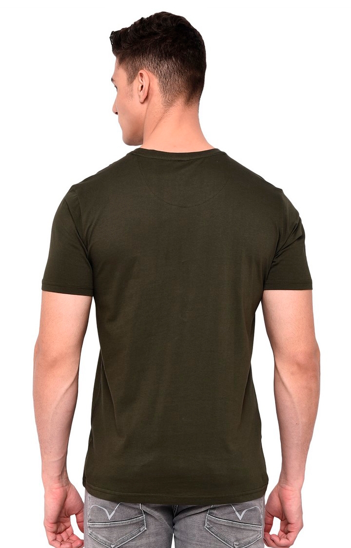JadeBlue | JB-CR-31C ROSIN PRECISELY OLIVE Men's Green Cotton Solid T-Shirts 2