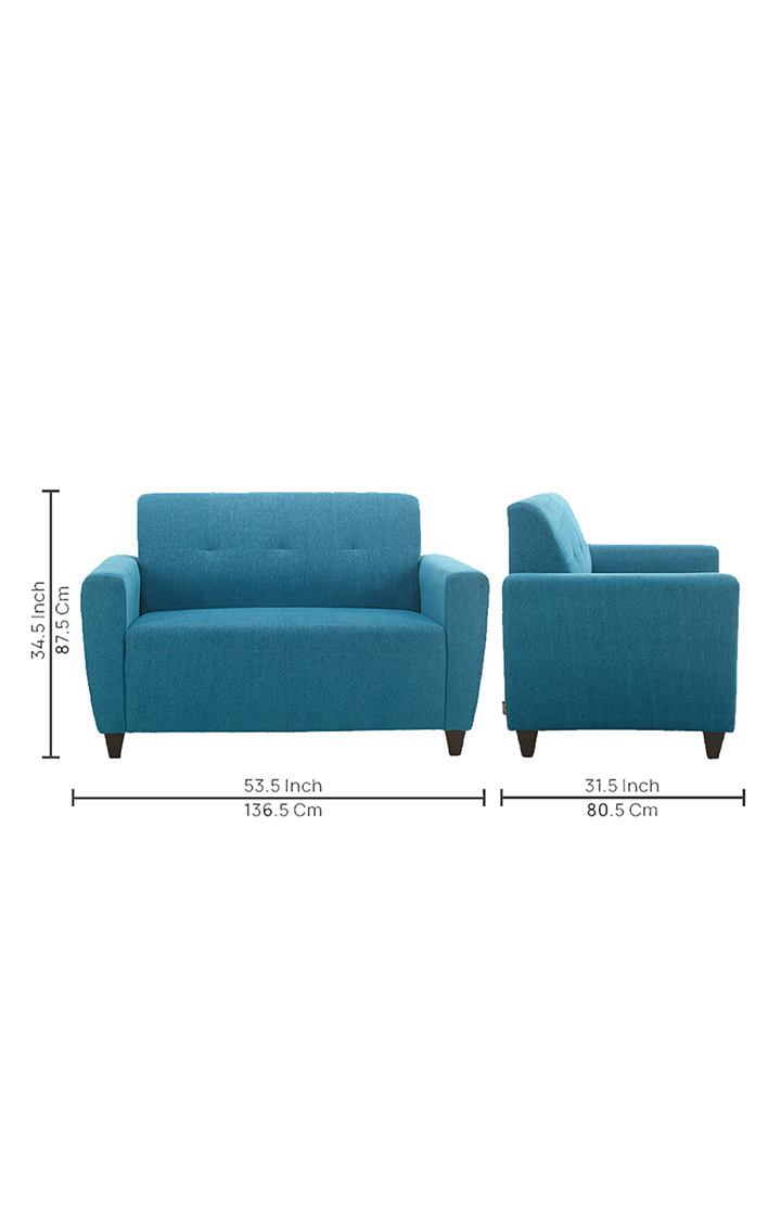 neudot Elegance Sofa for Living Room |2 Person Sofa|Premium Fabric with Cushioned Armrest | Solid Wood Frame|2 Seater in Scuba Blue Color