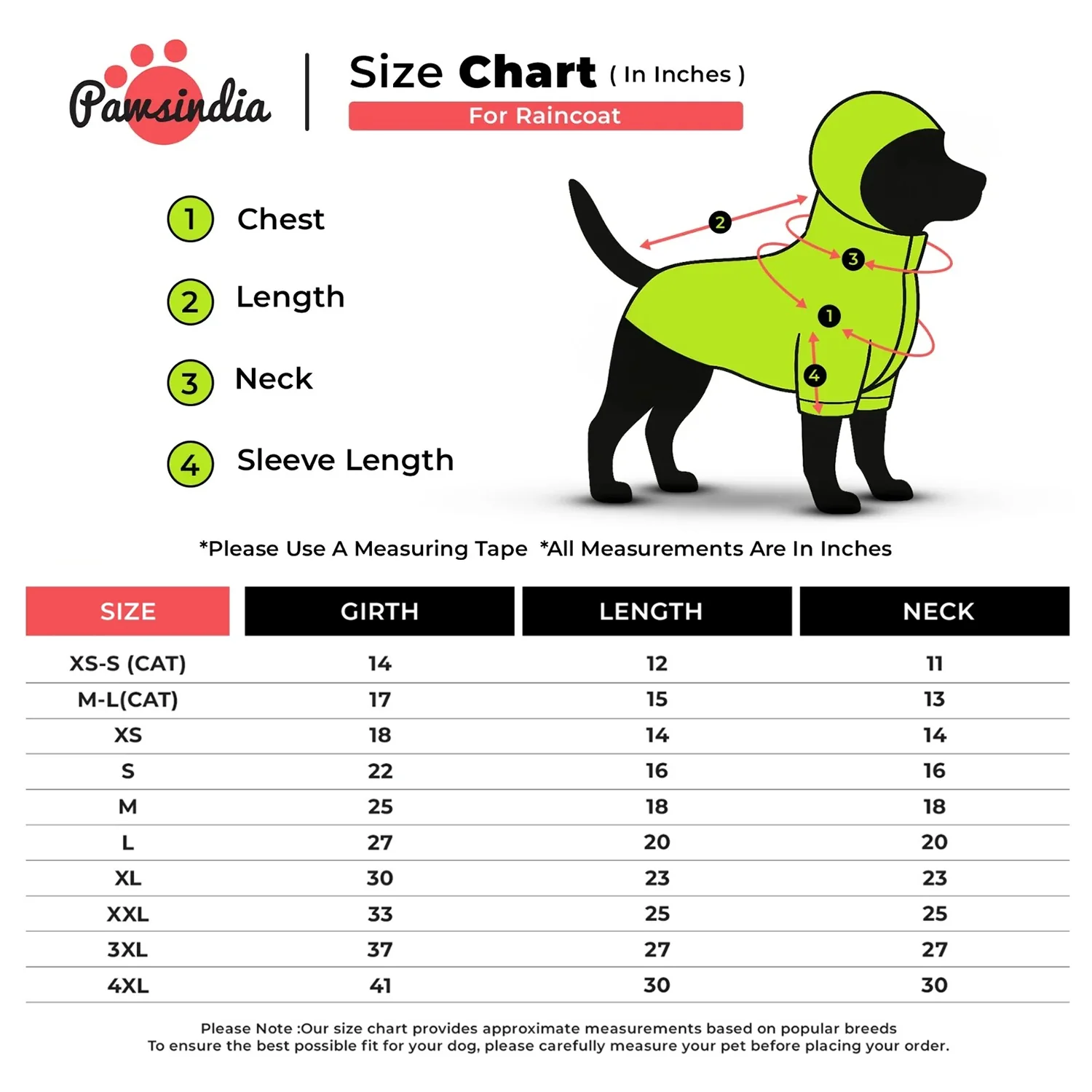 Pawsindia Dog Hooded 360° Raincoat, Red & Yellow