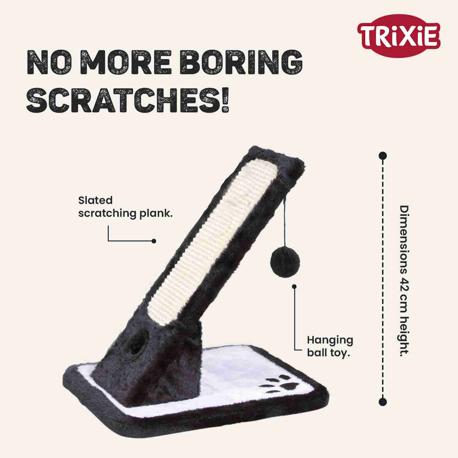 Trixie Scratching Mat Plush/Sisal Rug for Cats (42 cm, Black/Cream)