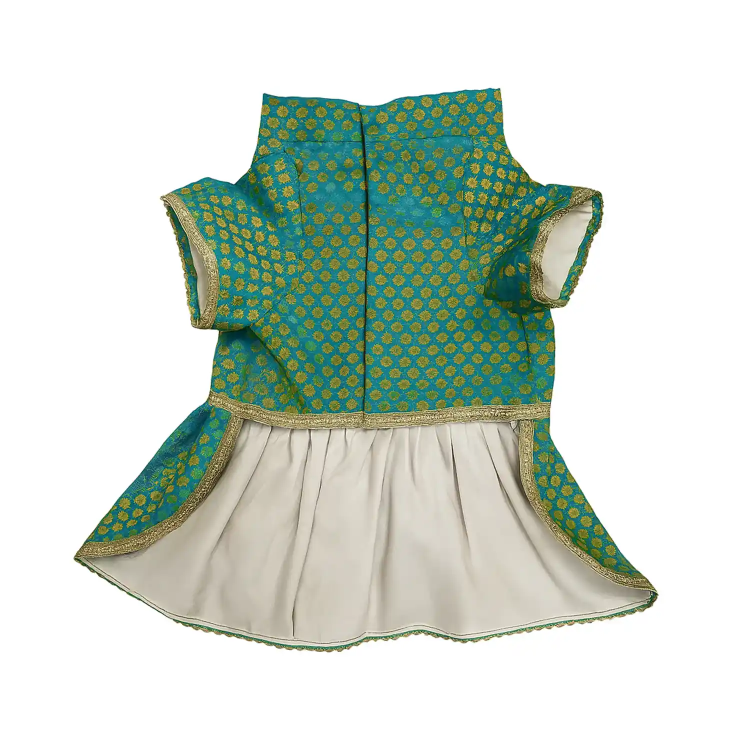 Pawsindia Traditional Royal Brocade Dress for Dogs - Aqua Green | Ethnic Festive Wear
