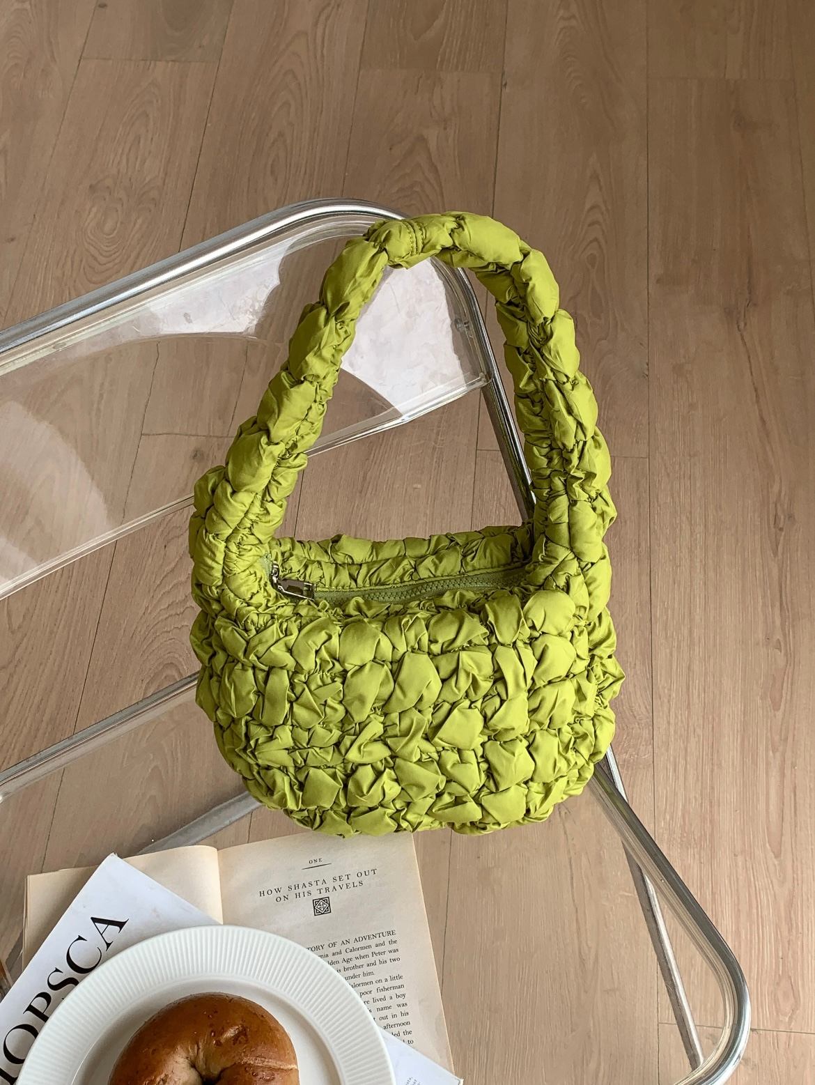 Green Quilted Shoulder Bag