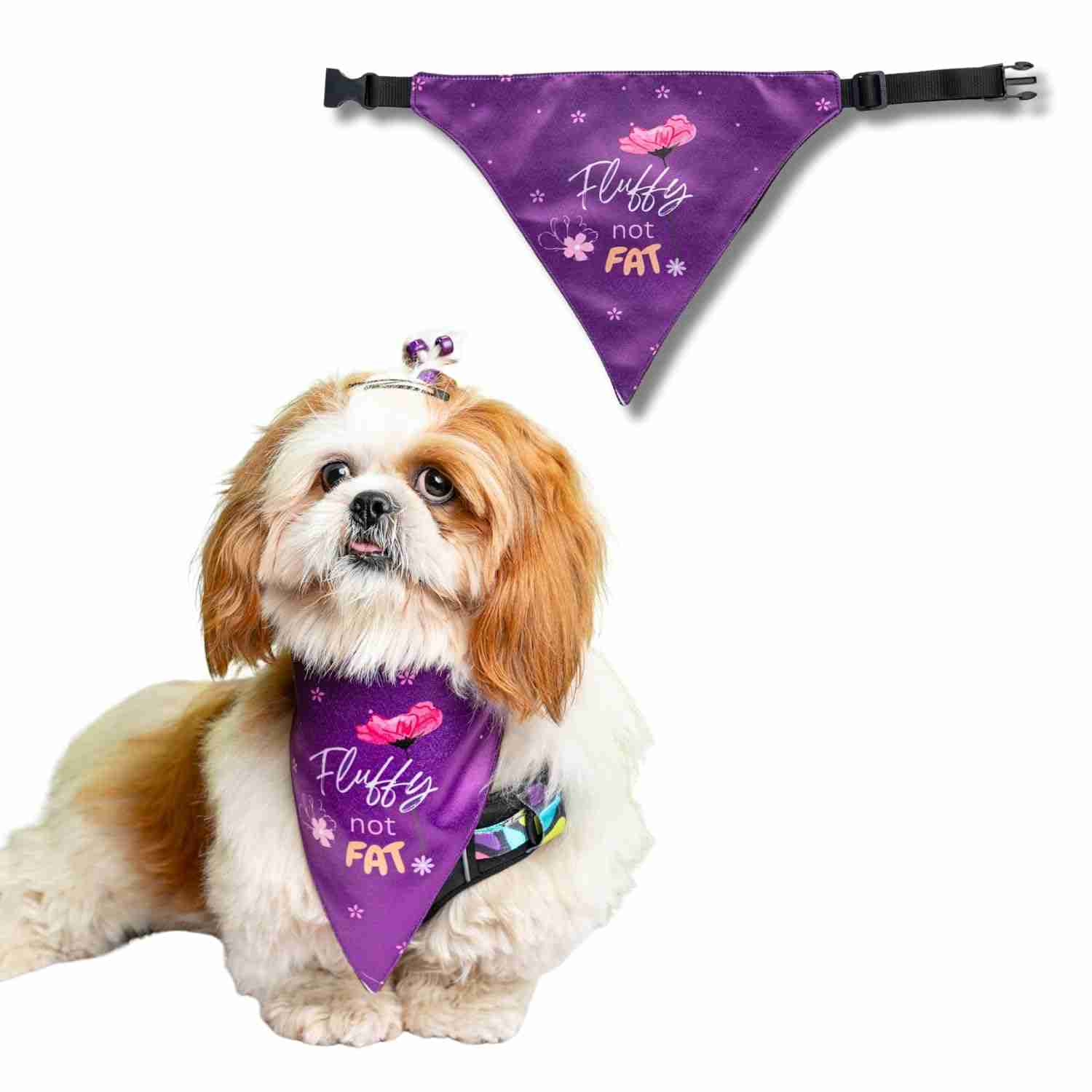 Waggety Dog Bandana, "Fluffy Not Fat" Design