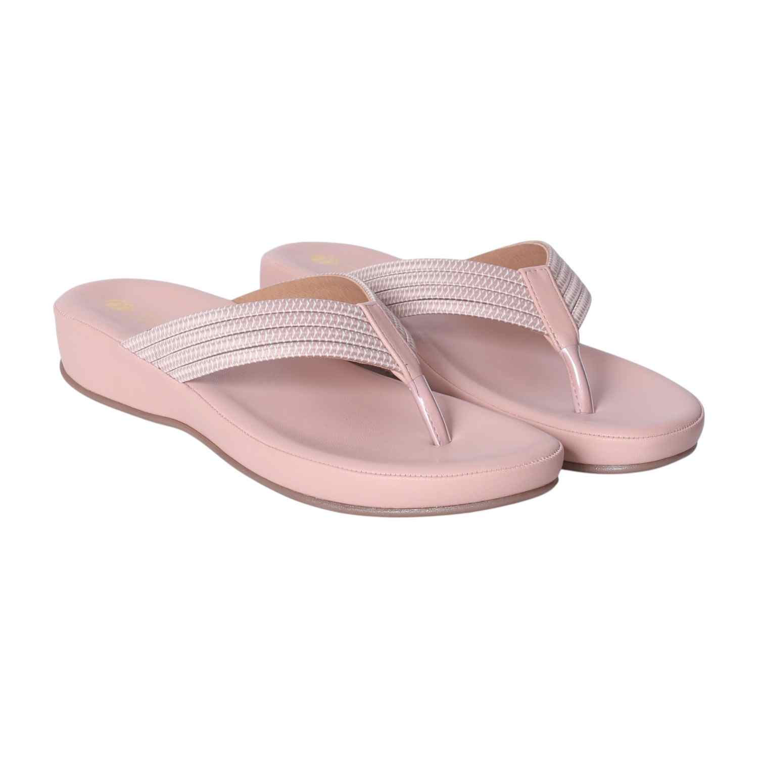 Women Peach Wedge Toe-Ring Sandals