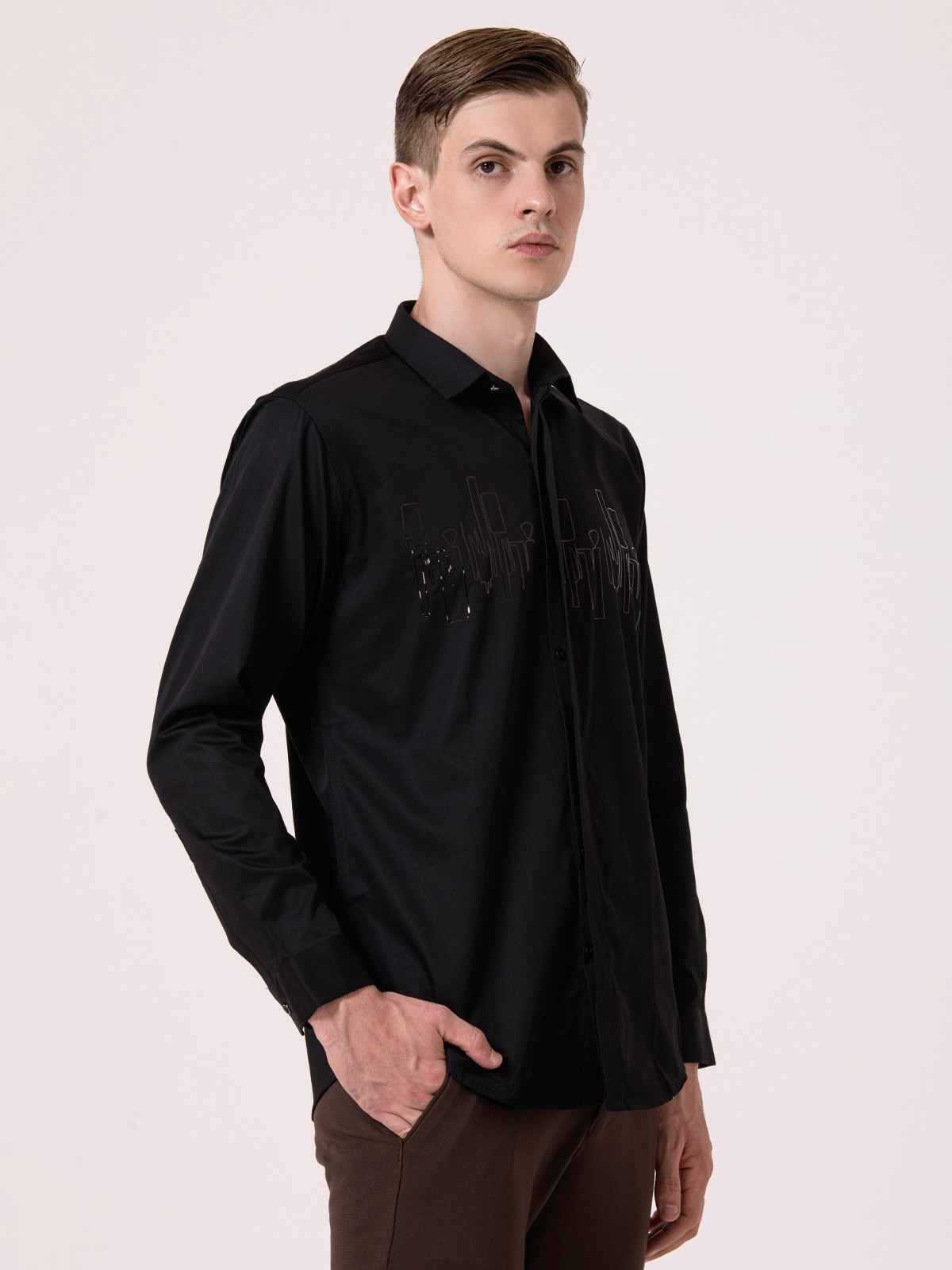 Albion Mens Black Formal Shirt