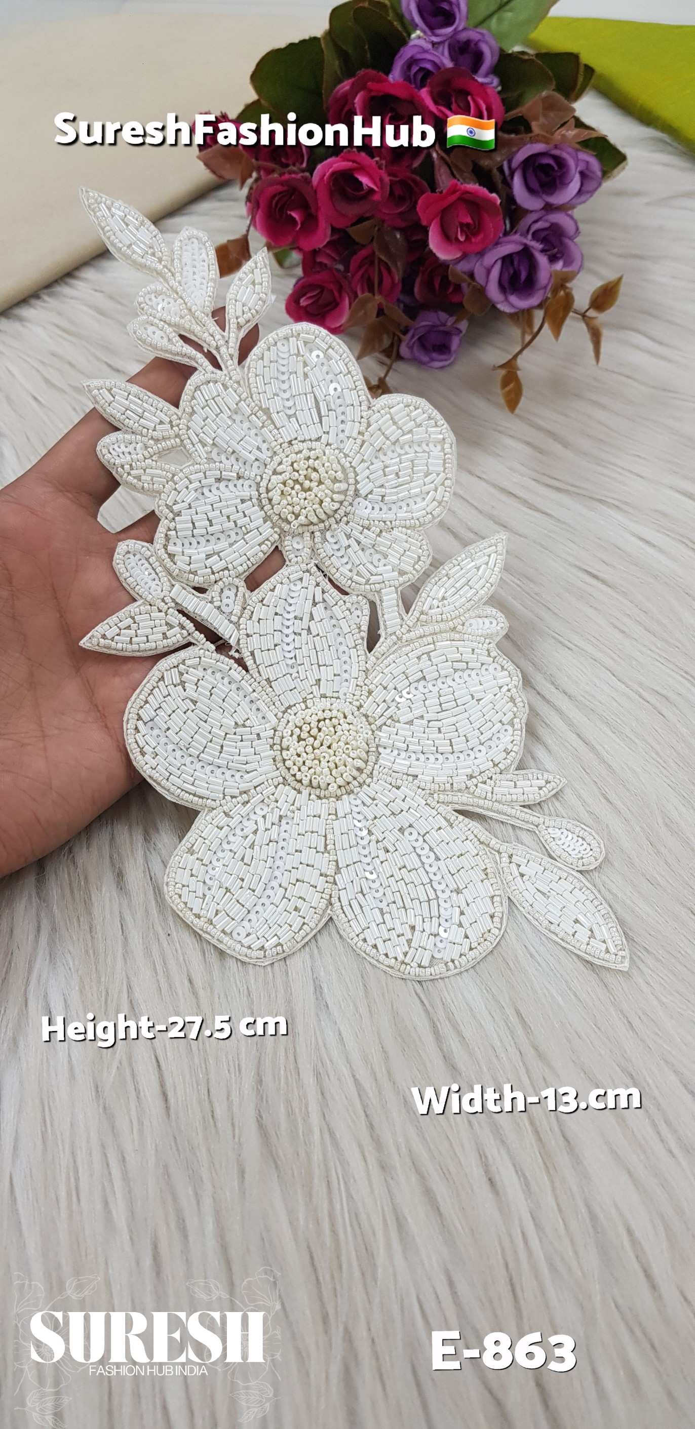 Classic Offwhite Handcrafted Floral Patch