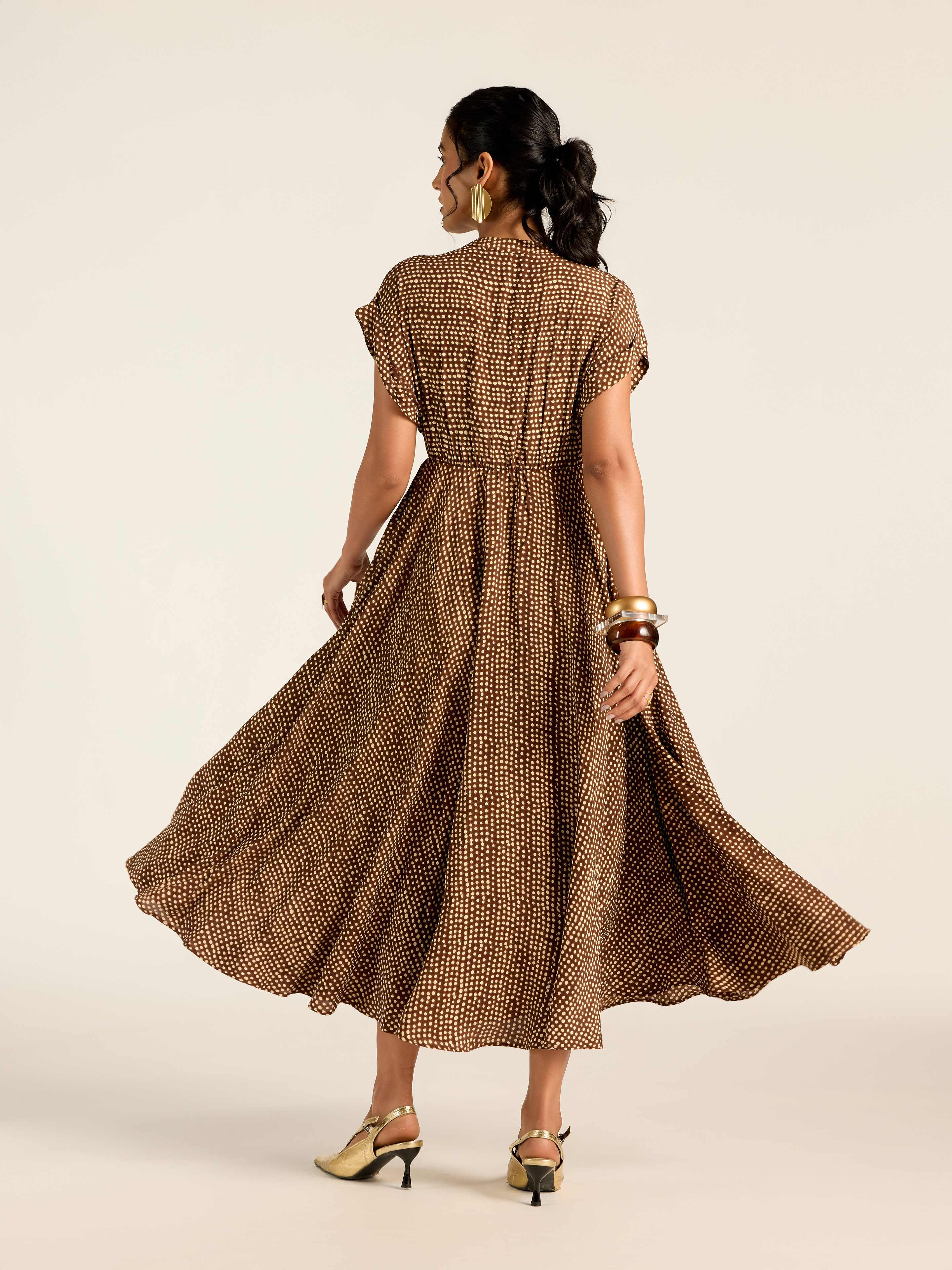 BROWN MARGO LONG DRESS