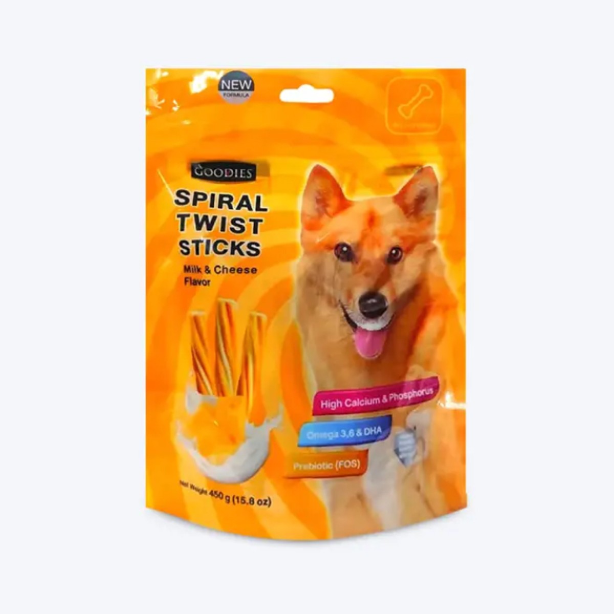 Goodies Spiral Twist Sticks Milk & Cheese Dog Treat - 450 Gm
