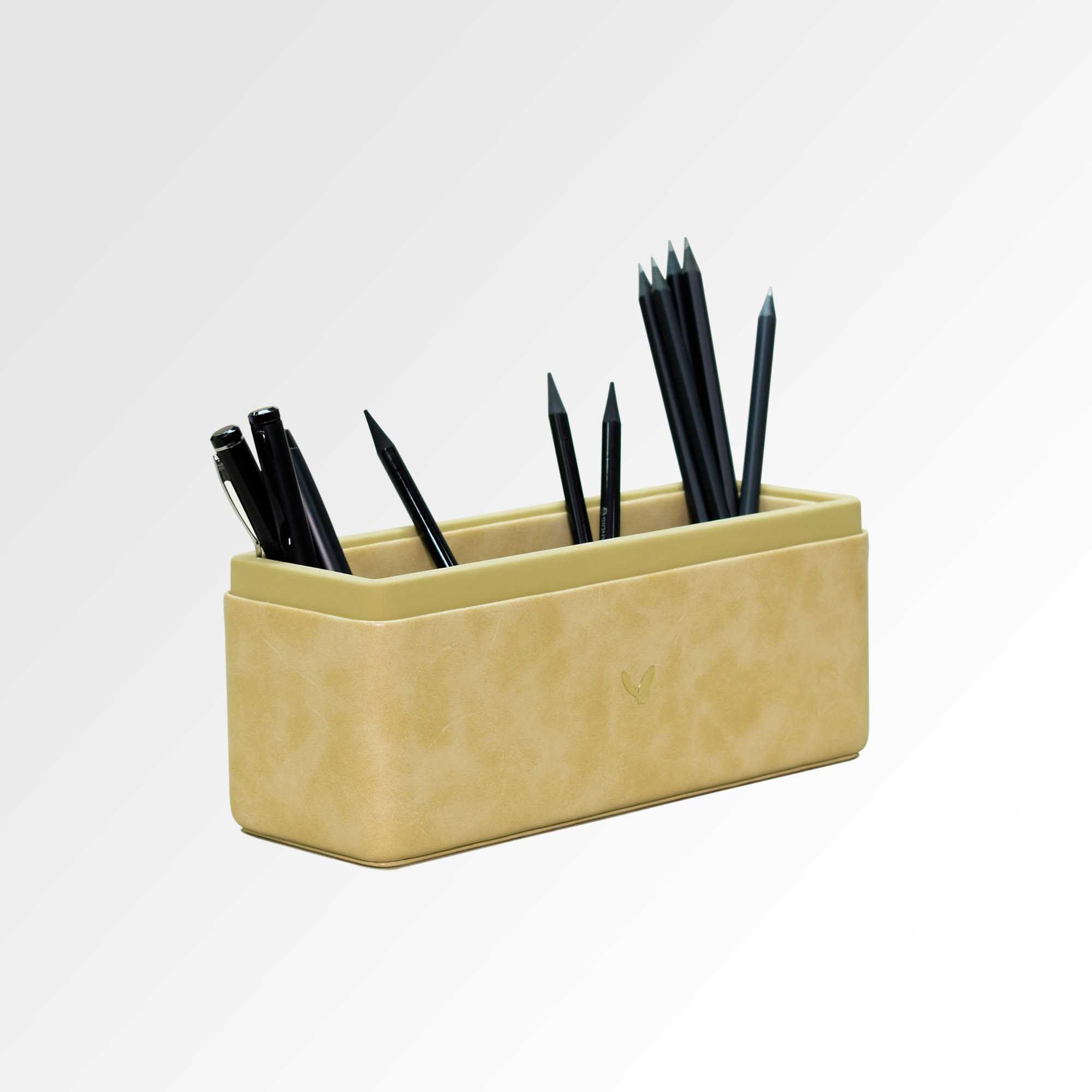 Pen/Pencil Holder | Faux Leather | Rectangular Large | Moderno | Cream