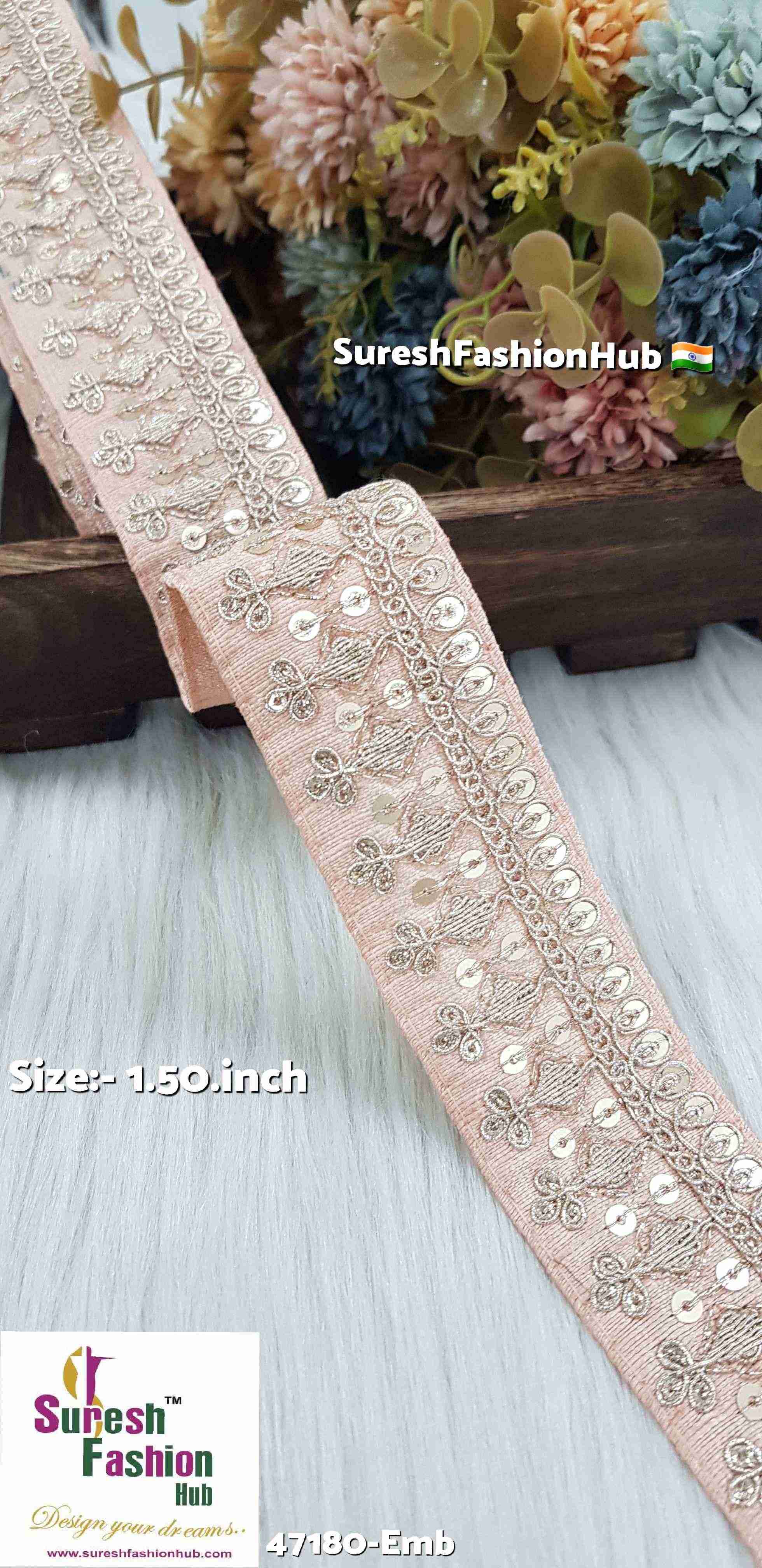 Peach Royal Elegance Embroidered Lace