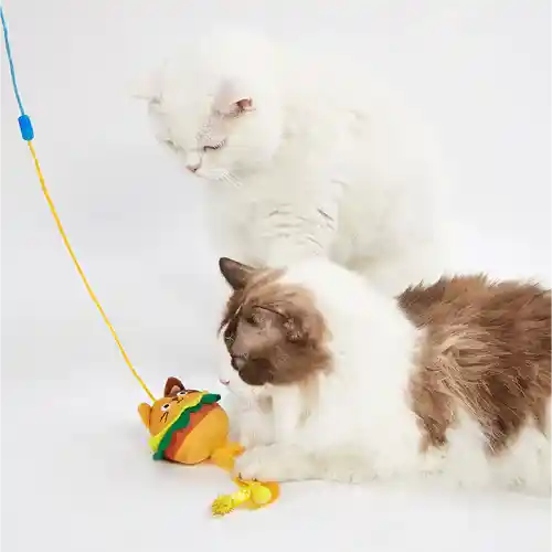Barkbutler Fofos Cat Wand Toy Replaceable Meow Fast Food