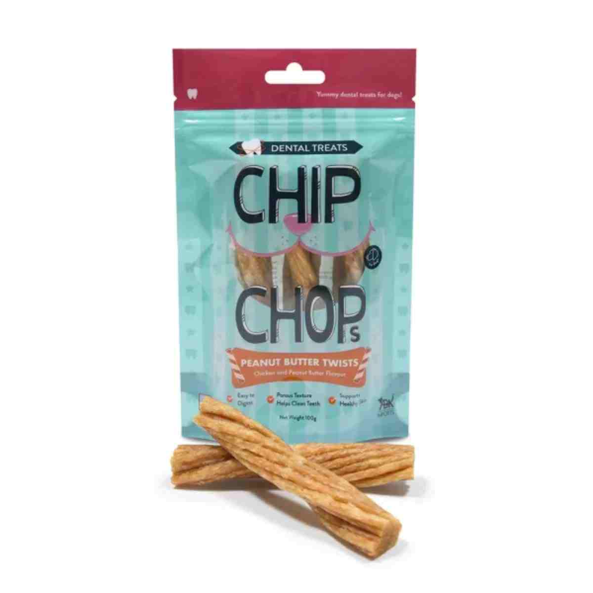 Chip Chops Peanut Butter with Chicken Twist Stix Dog Treat - 90gm