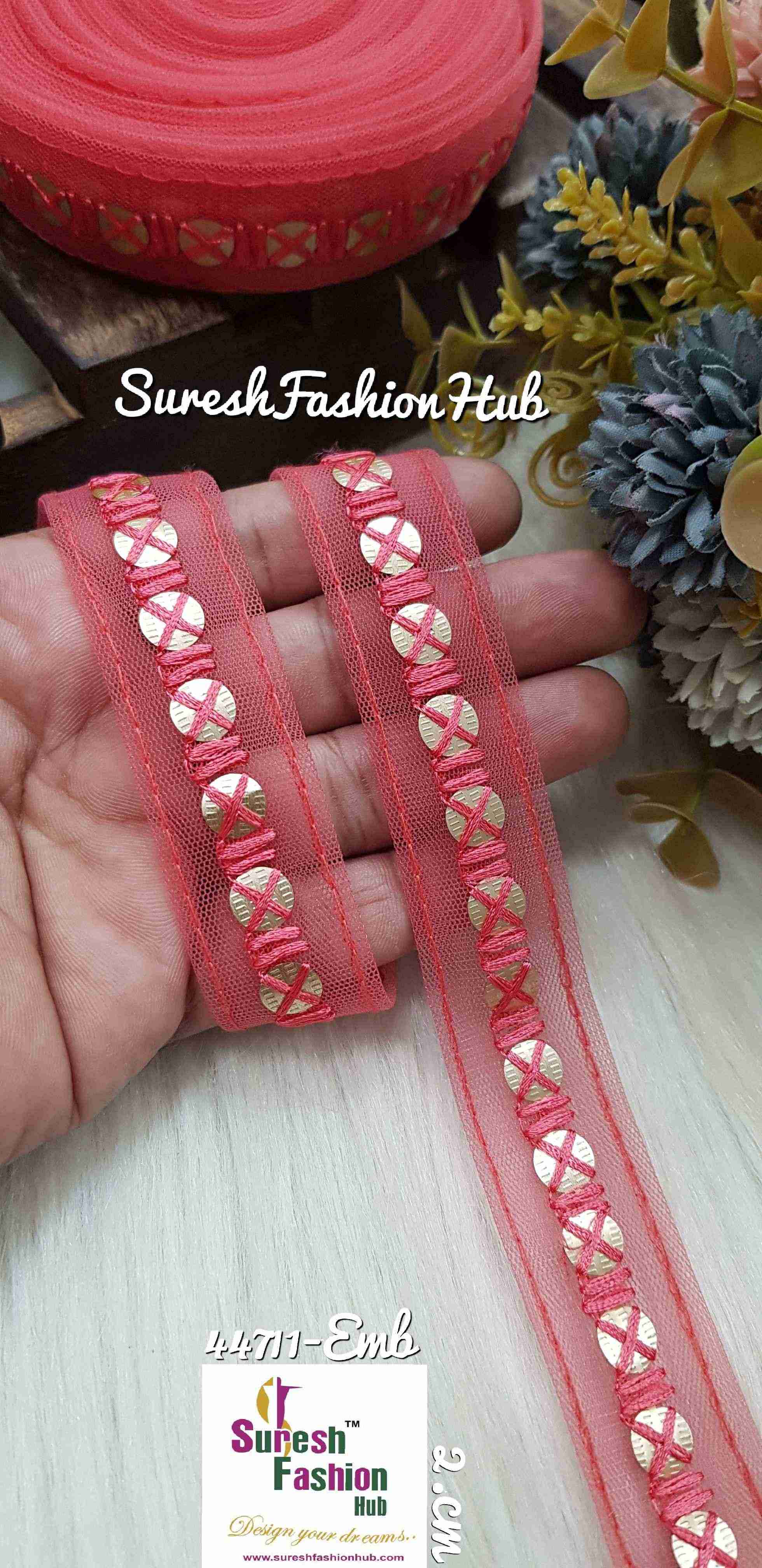 Gajari Net Touch Sequin Thread Lace