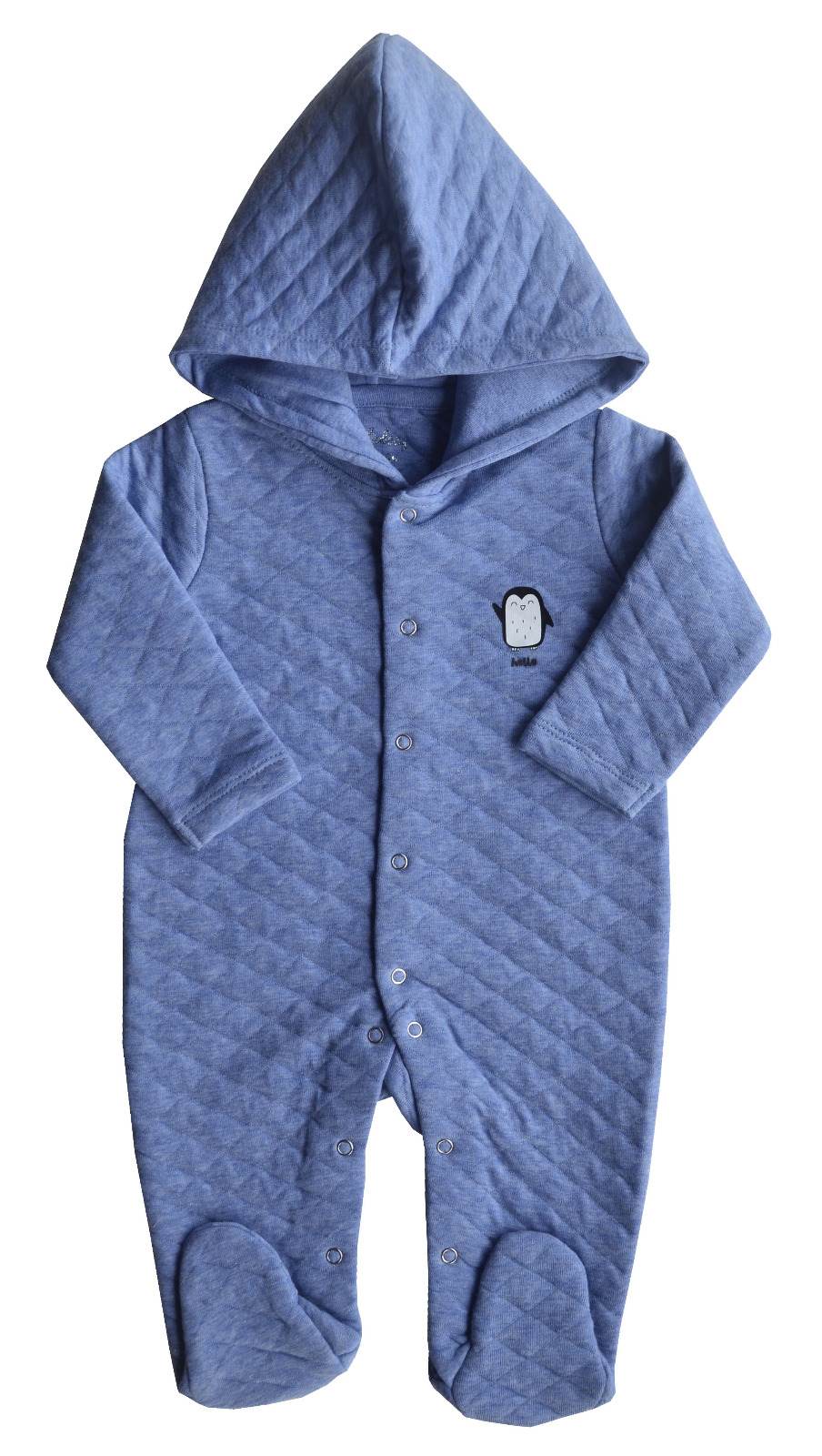 Baby's Full Hoody Romper/Sleeper with feet,Color-Lt.Blue Melange