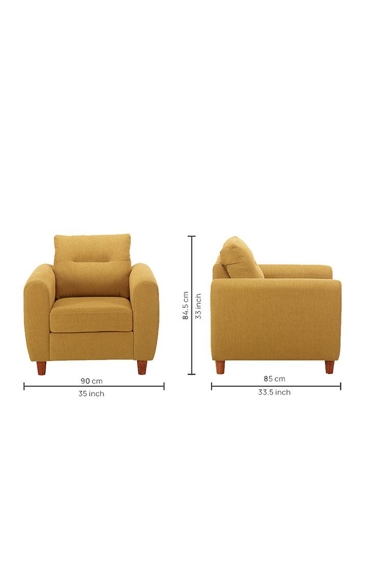 neudot Scott Sofa for Living Room |1 Person Sofa|Premium Fabric with Cushioned Armrest | Solid Wood Frame|1 Seater in Husky Yellow Color