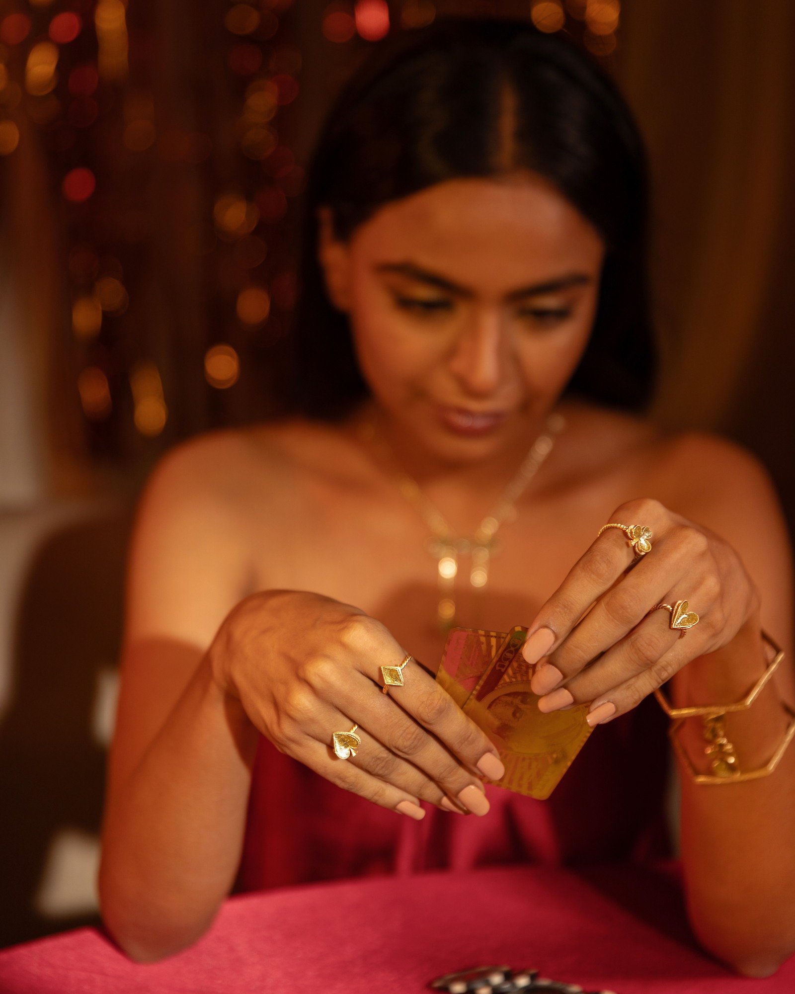 Play Your Hand – Gold Deck Ring Set