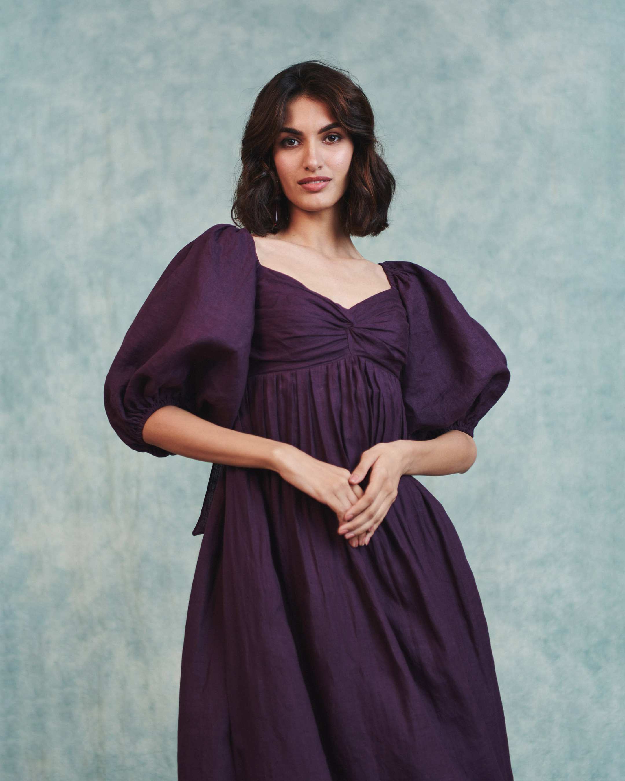 Front Twist Linen Dress