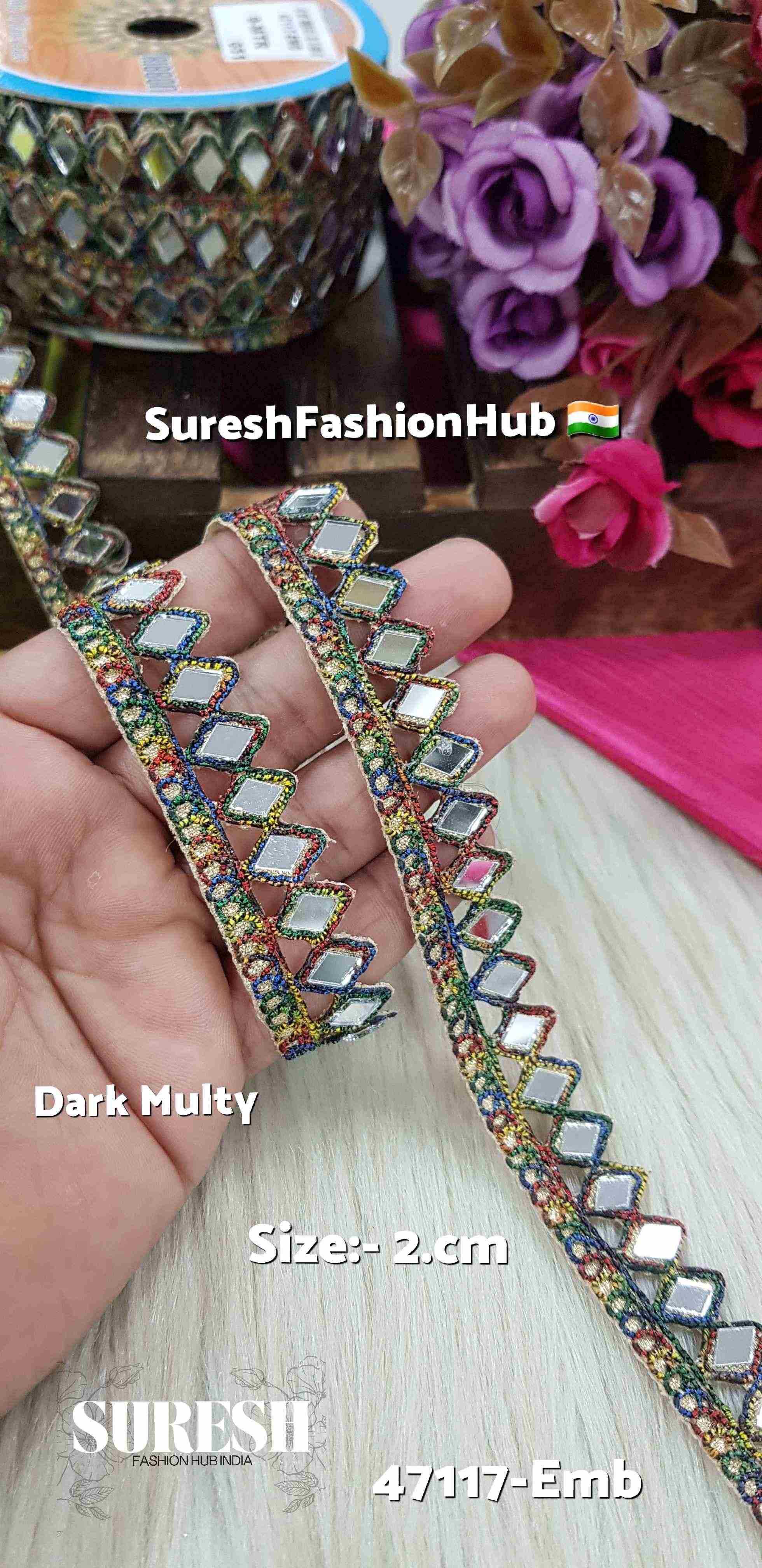 Festival Glow Kashti Mirror Lace – Dark Multi | 47117-Emb