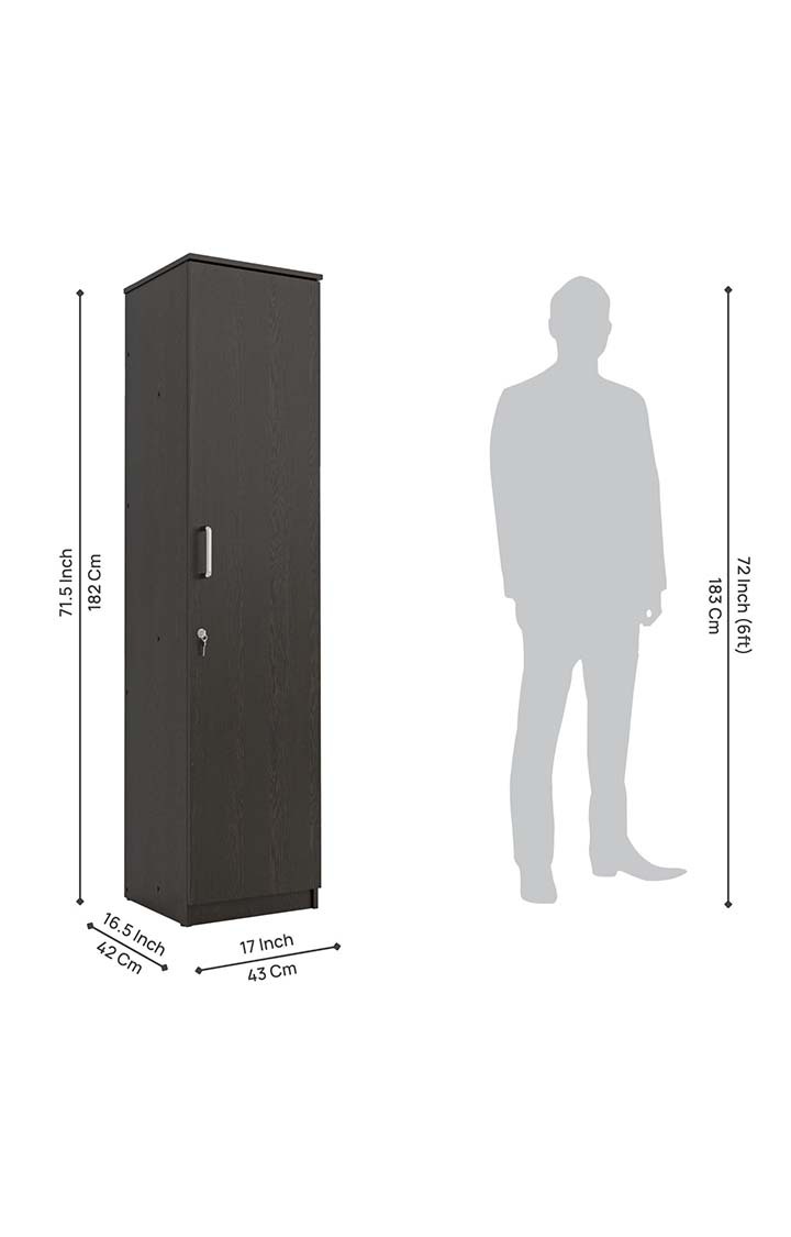 neudot Adona Engineered Wood Single Door Wardrobe - Wenge