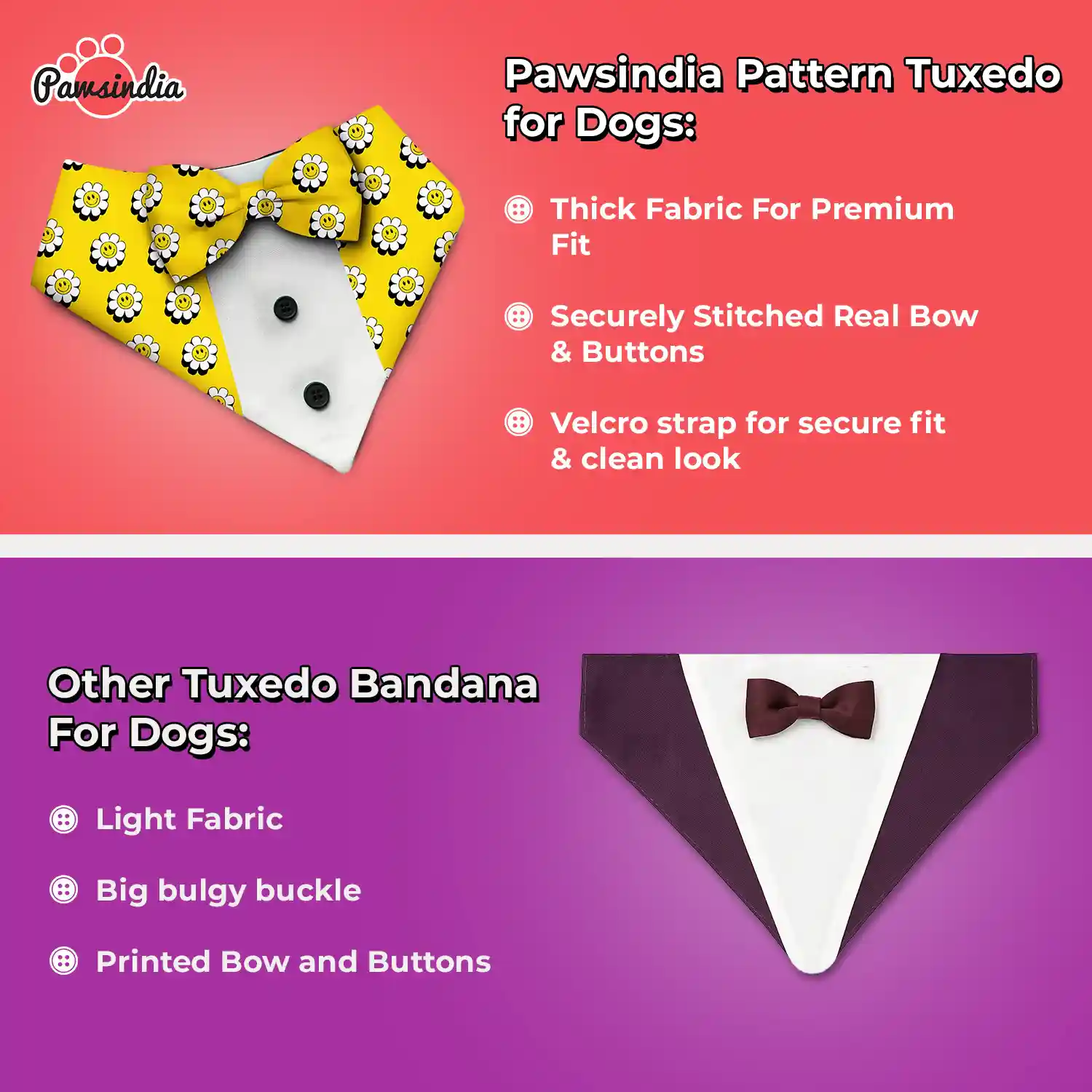 PawsIndia Valentines Edition Red Heart Printed Tuxedo for Pets