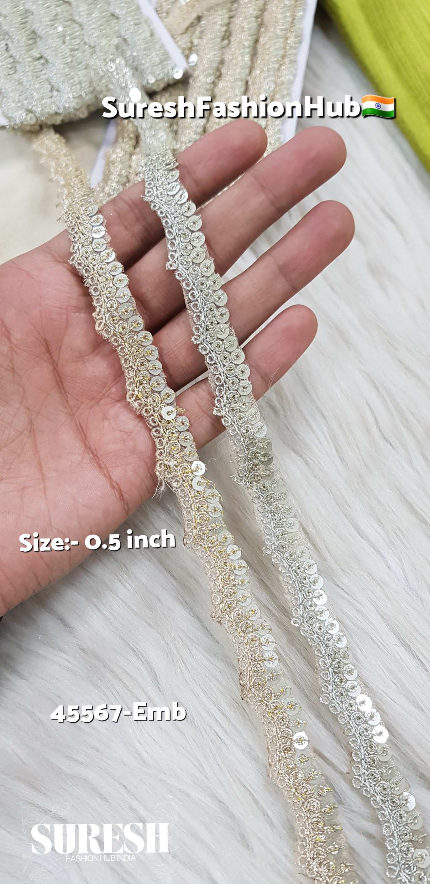 Water Scalloped Organza Dori Sequin Lace