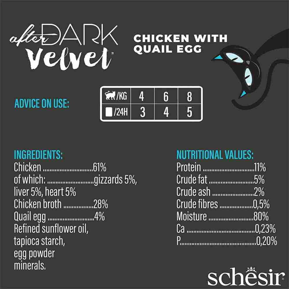 Schesir After Dark Velvet Mousse for Cat Chicken with Quile Egg, 80g