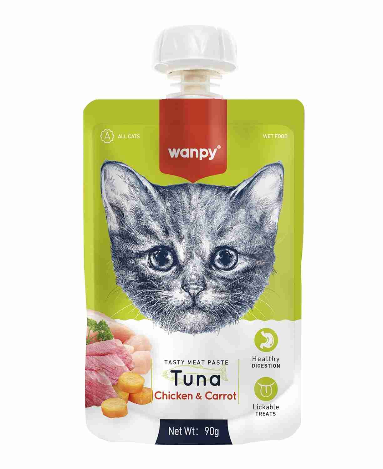 Wanpy Meat Paste Tuna and Chicken With Carrot for Cat, 90 g