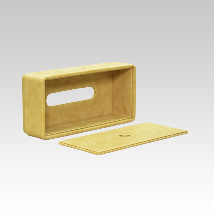 Tissue Box Holder for Home and Office in Premium Faux Leather | Size: 9.5 x 4.5 x 2.5(H) Inches | Moderno | Cream