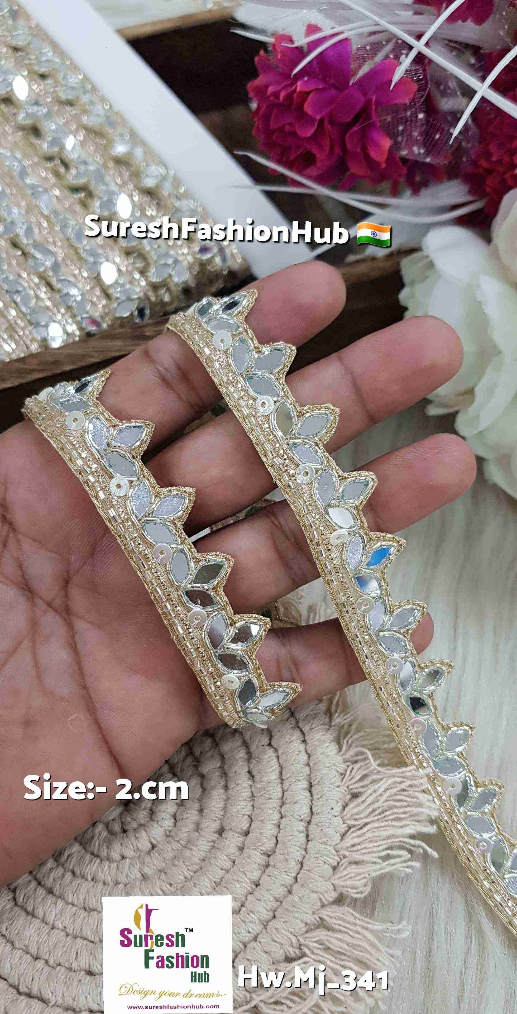 Pearl Gold Handmade Zardosi Leaf Cutwork Lace