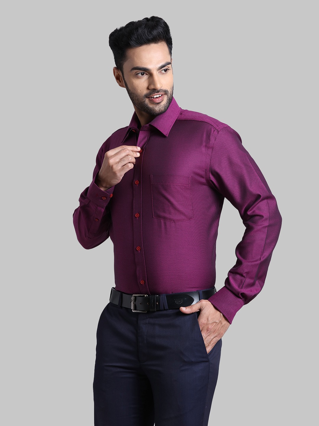 Park Avenue Men Dark Violet Formal Shirt