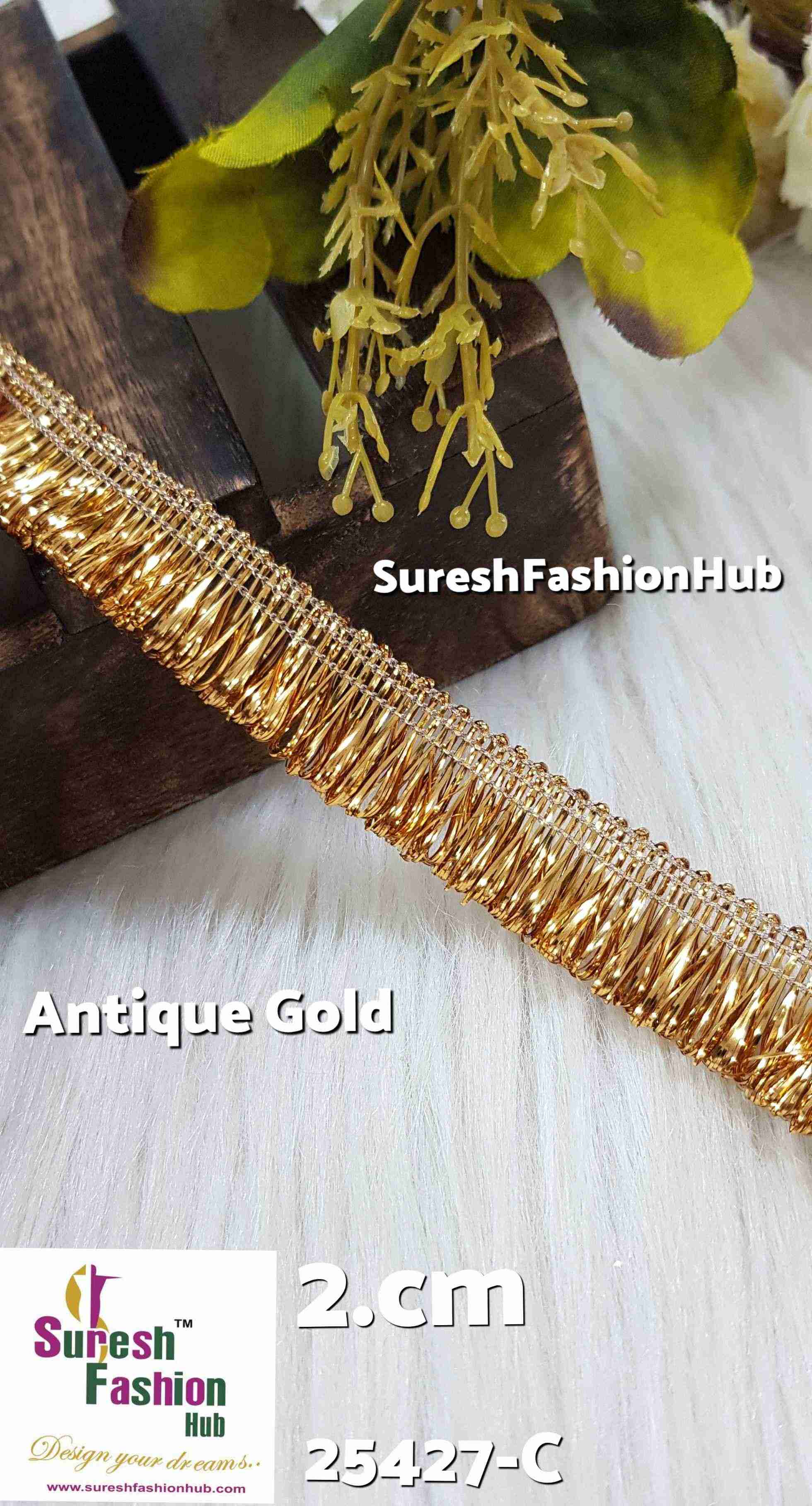 *Antique Gold Badla Fringe Lace*0.50-Inch