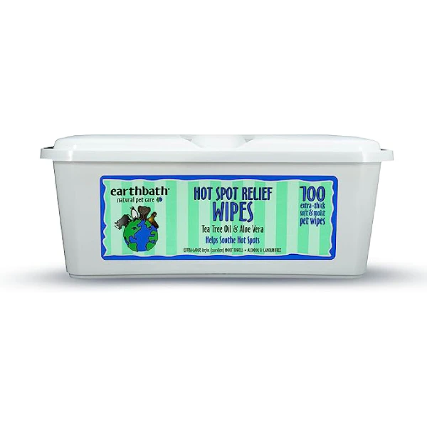 EarthBath Hot Spot Wipes Tea Tree Oil & Aloe Vera for Dogs and Cats