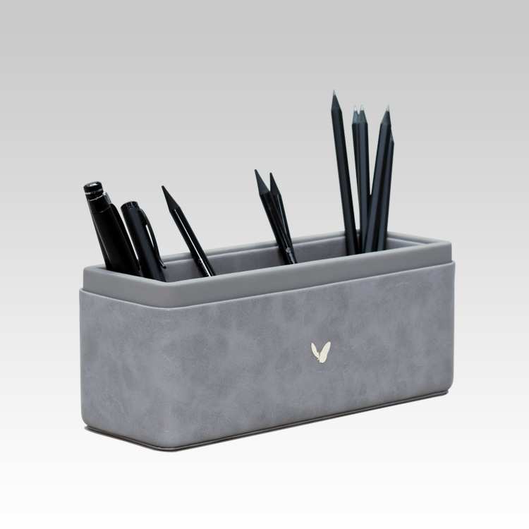 Pen/Pencil Holder | Faux Leather | Rectangular Large | Moderno | Grey