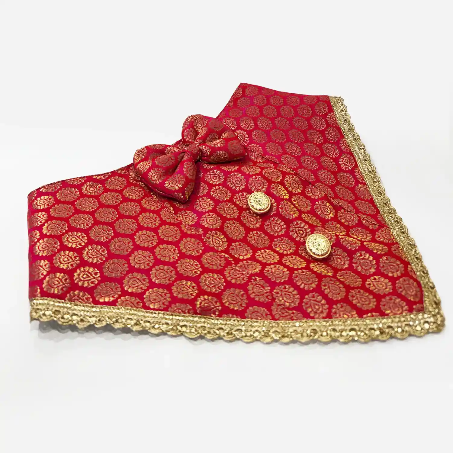 PawsIndia Traditional Royal Brocade Tuxedo For Pets, Red | Ethnic Festive Wear