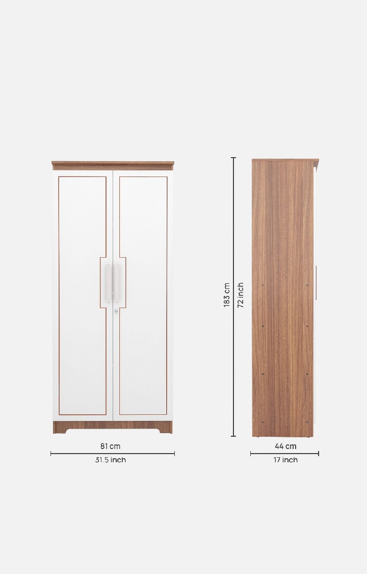 neudot Amber Delight 2 Door Wardrobe - Leon Teak| Cabinet for Storage| Space & Clothes | Leon Teak Finish | Organizer|1 Year Warranty |