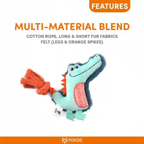 Barkbutler Fofos Puppy Alligator Toy for Dogs, 15 X 9.5 CM