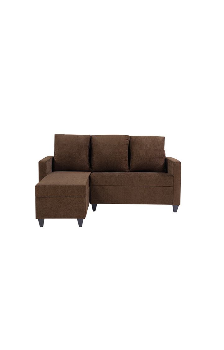 neudot Saya RHS Sectional Sofa for Living Room |4 Person Sofa| Premium Fabric with Cushioned Armrest | 12 Months Warranty| Solid Wood Frame| 4 Seater in Saya Brown Color DIY(Do-It-Yourself)
