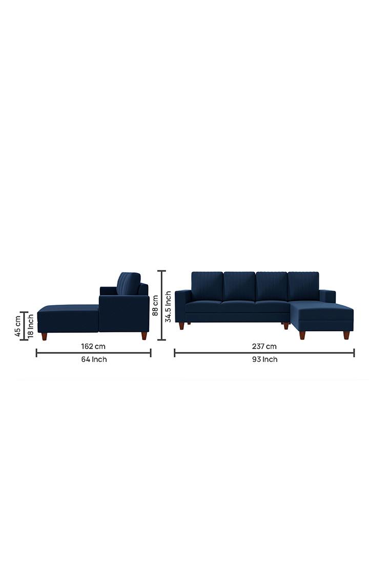 neudot Roman LHS Sectional Sofa for Living Room |6 Person Sofa|Premium Fabric with Cushioned Armrest | Solid Wood Frame|6 Seater in Cobalt Blue Color
