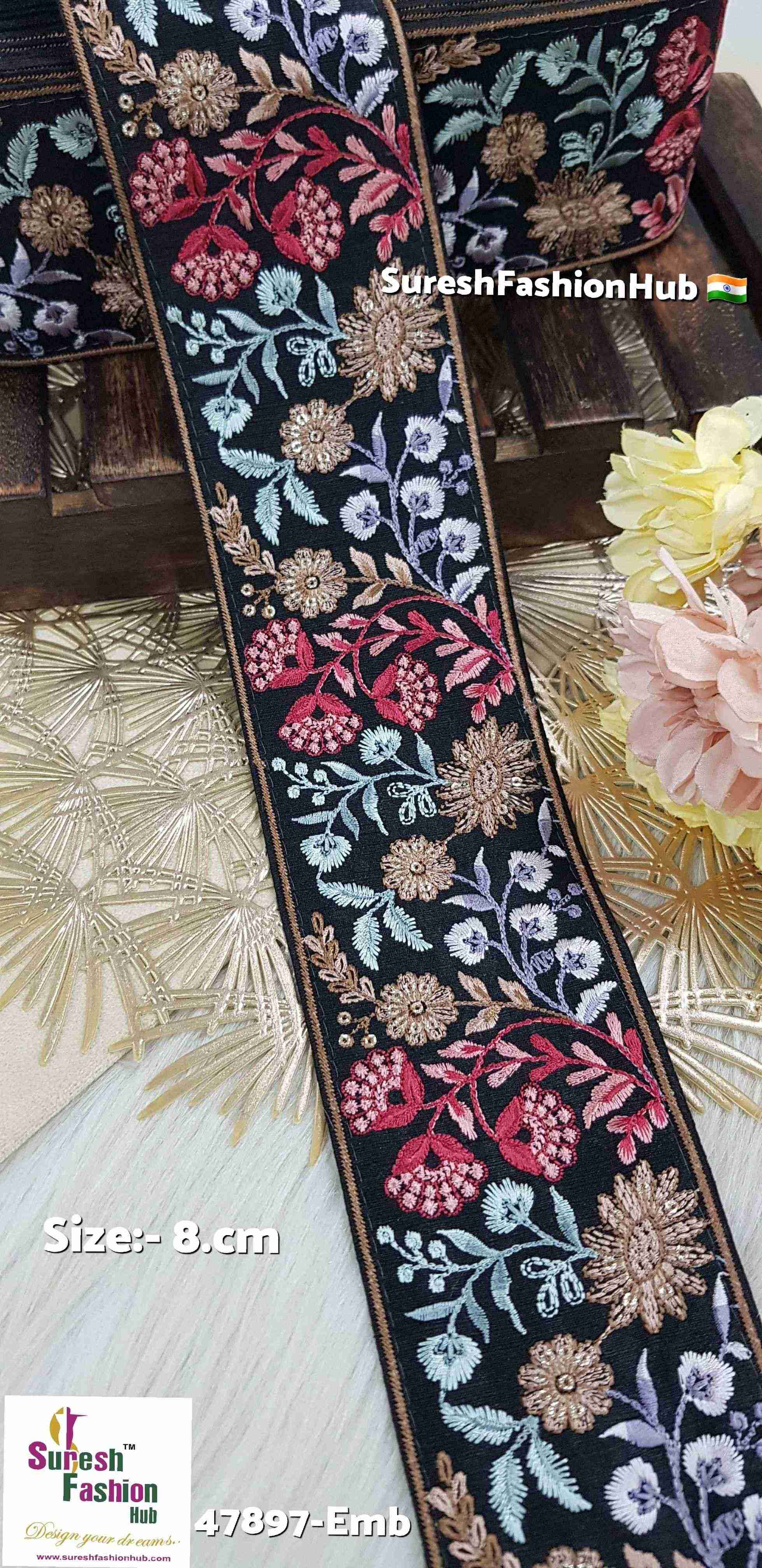 Black Floral Elegance Thread Lace