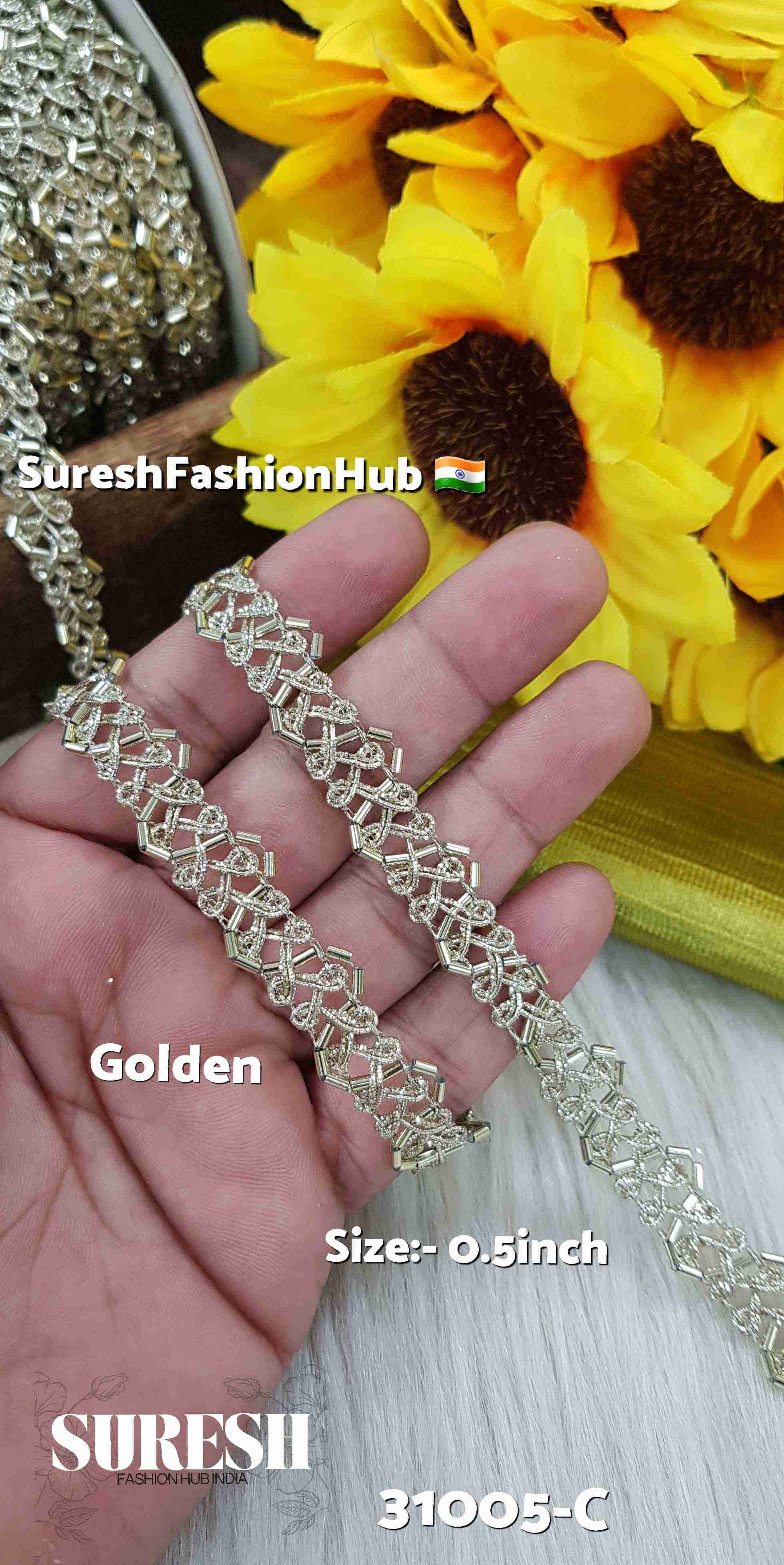 Golden Radiance Cutdana Lace