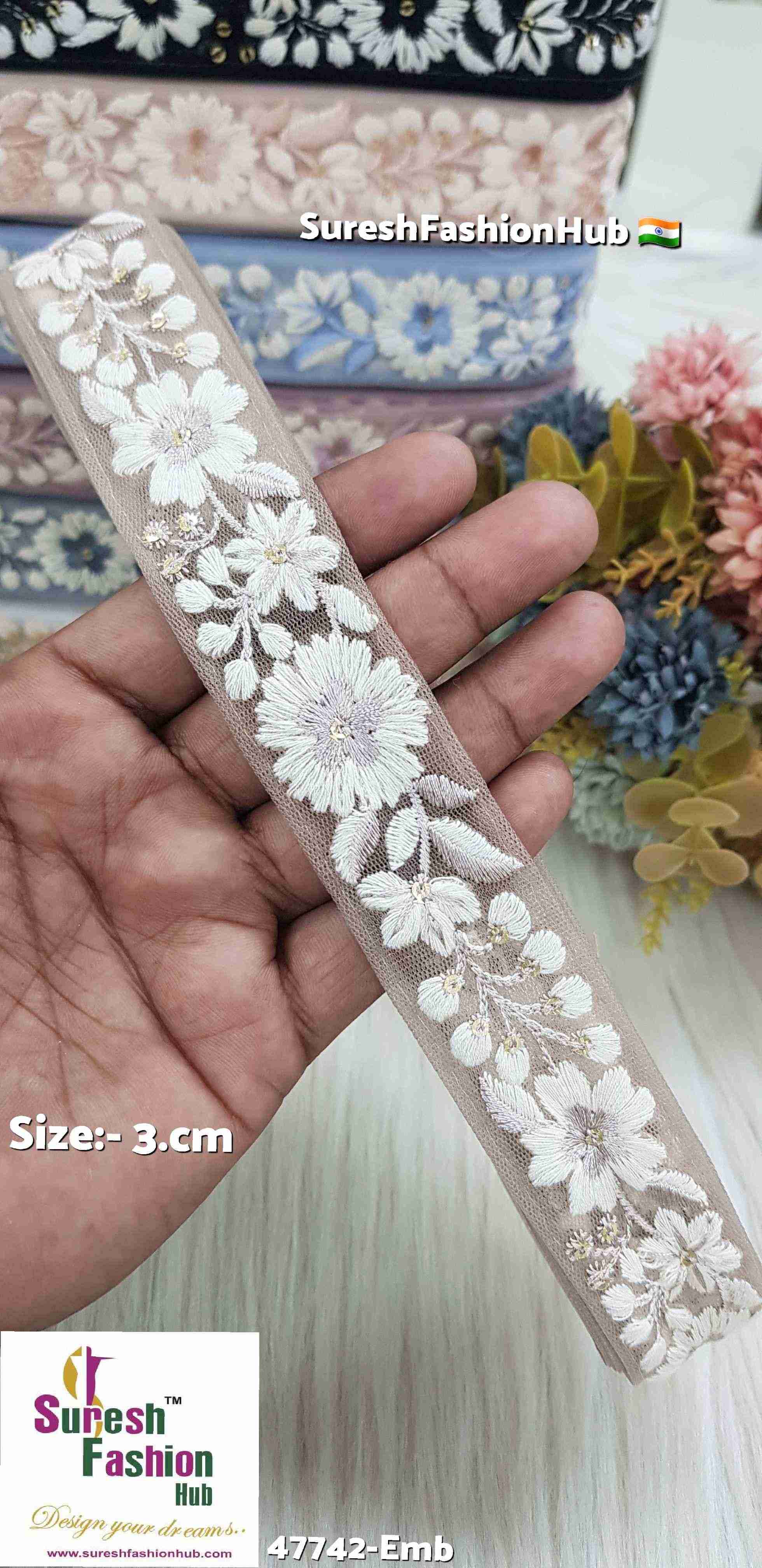 Brown Floral Embroidery Lace