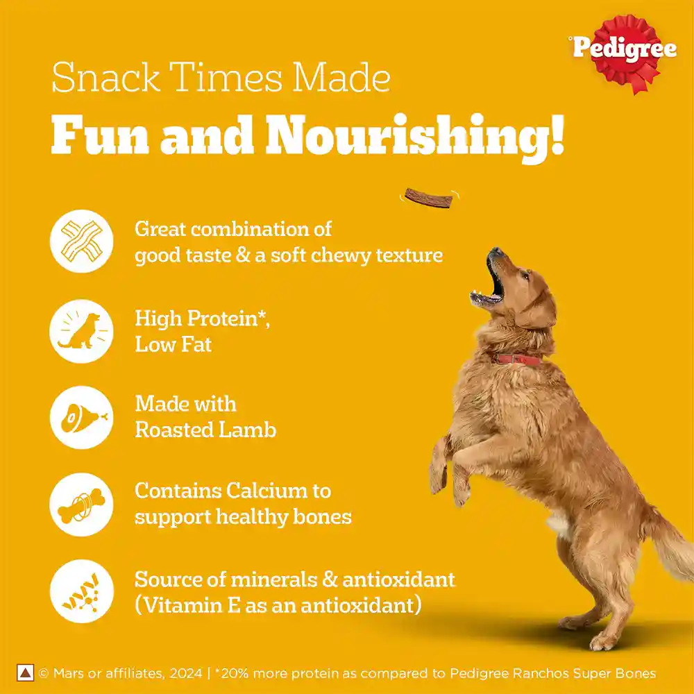 Pedigree Tasty Jerky Adult Roasted Lamb Dog Treat - 70gm