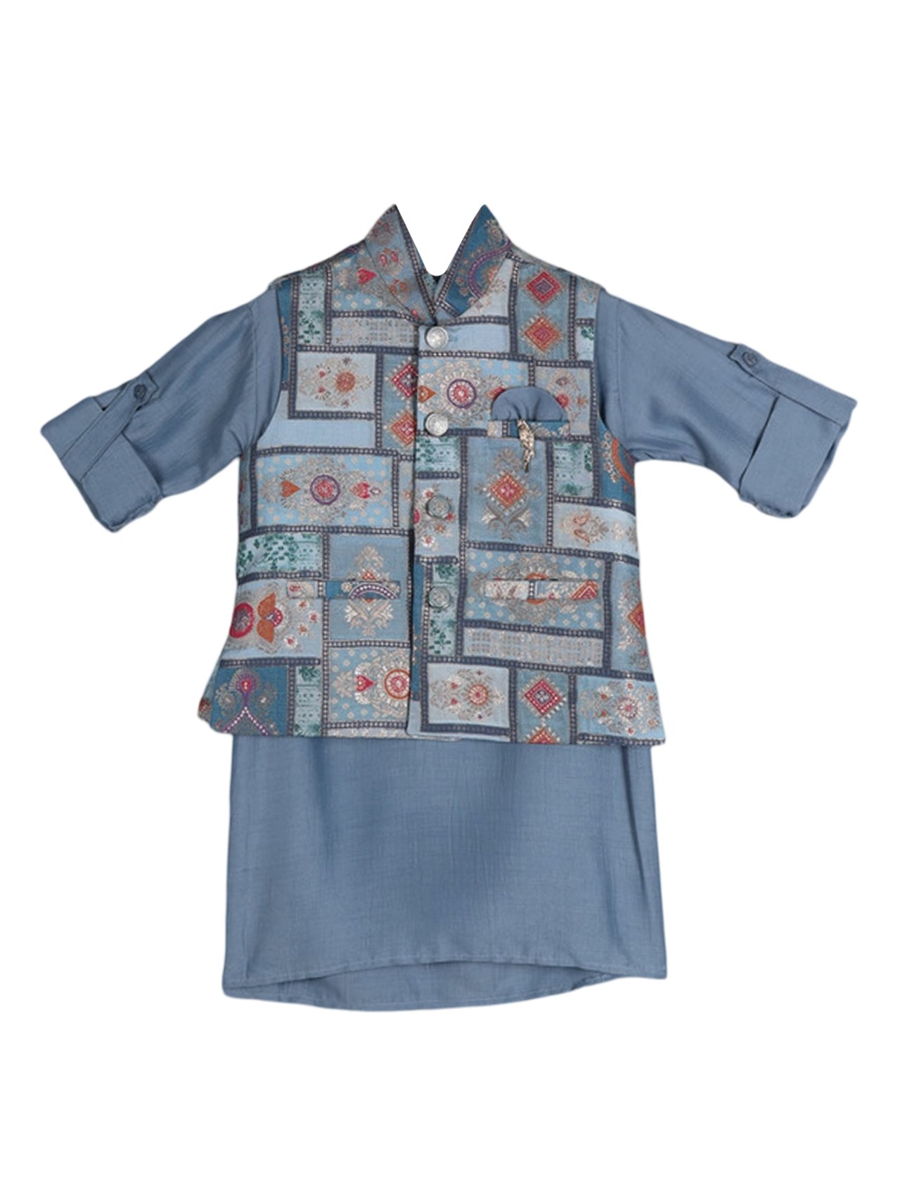 ALBION KIDS BOYS ETHINIC GREY KURTA PYJAMA