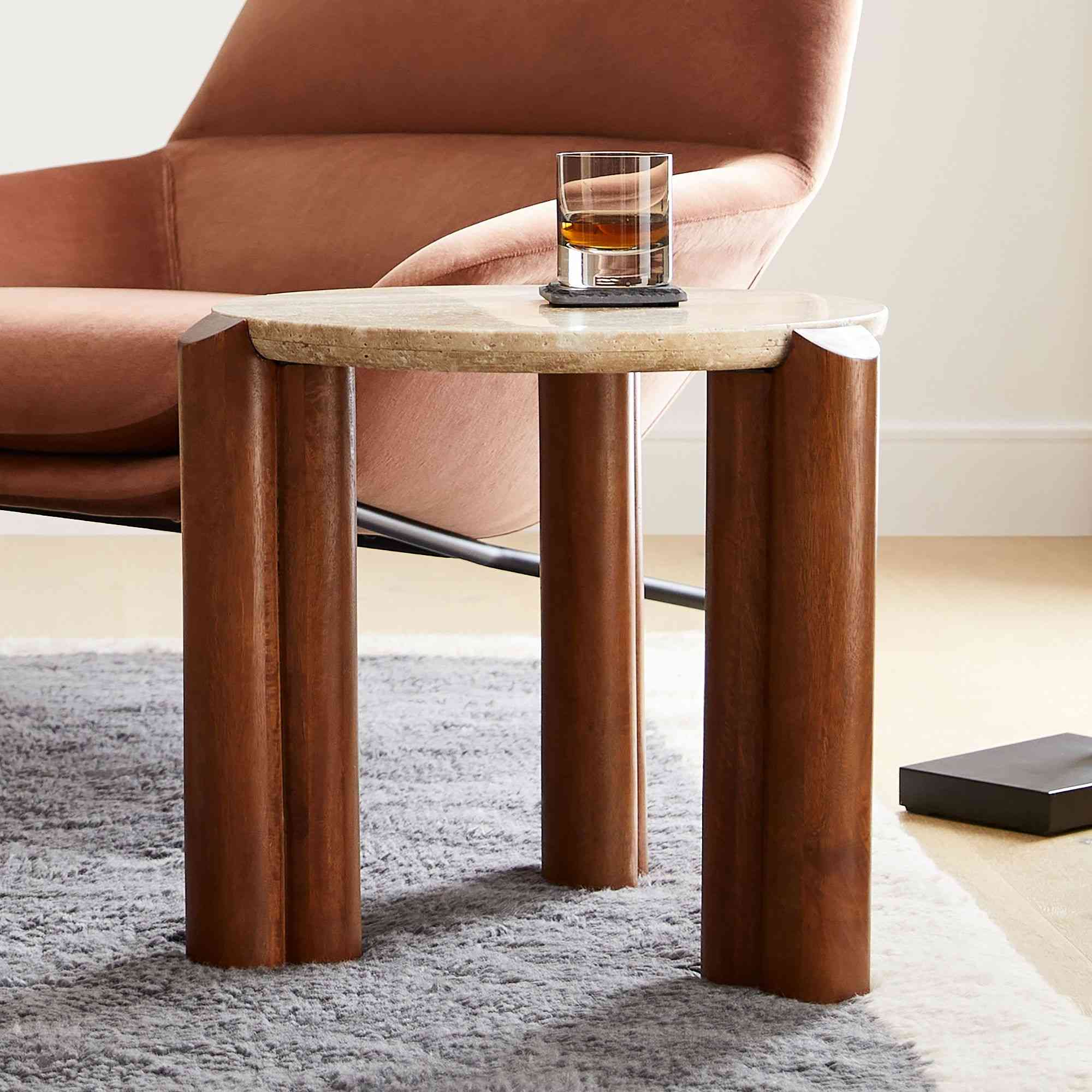 west elm | Travertine Side Table