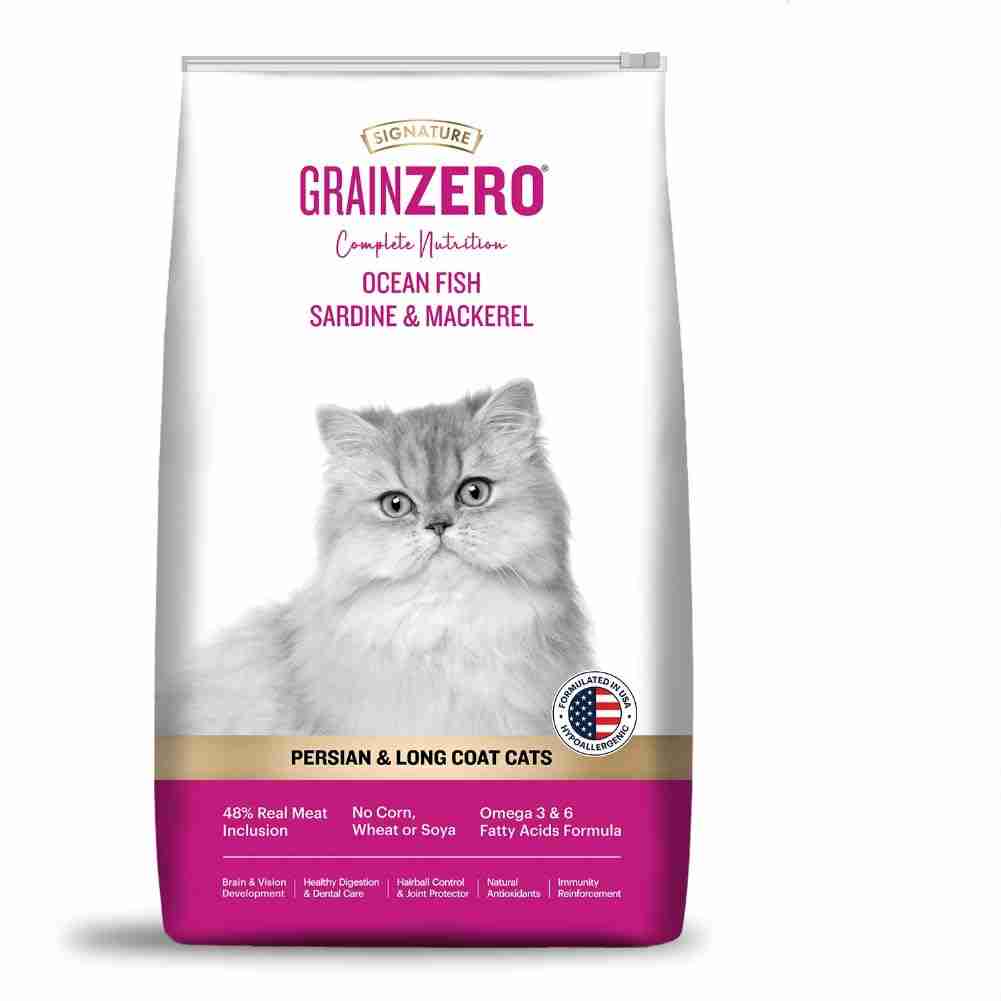 Grain Zero Ocean Fish, Sardine and Mackerel Long Coat & Persian Adult Cat Dry Food