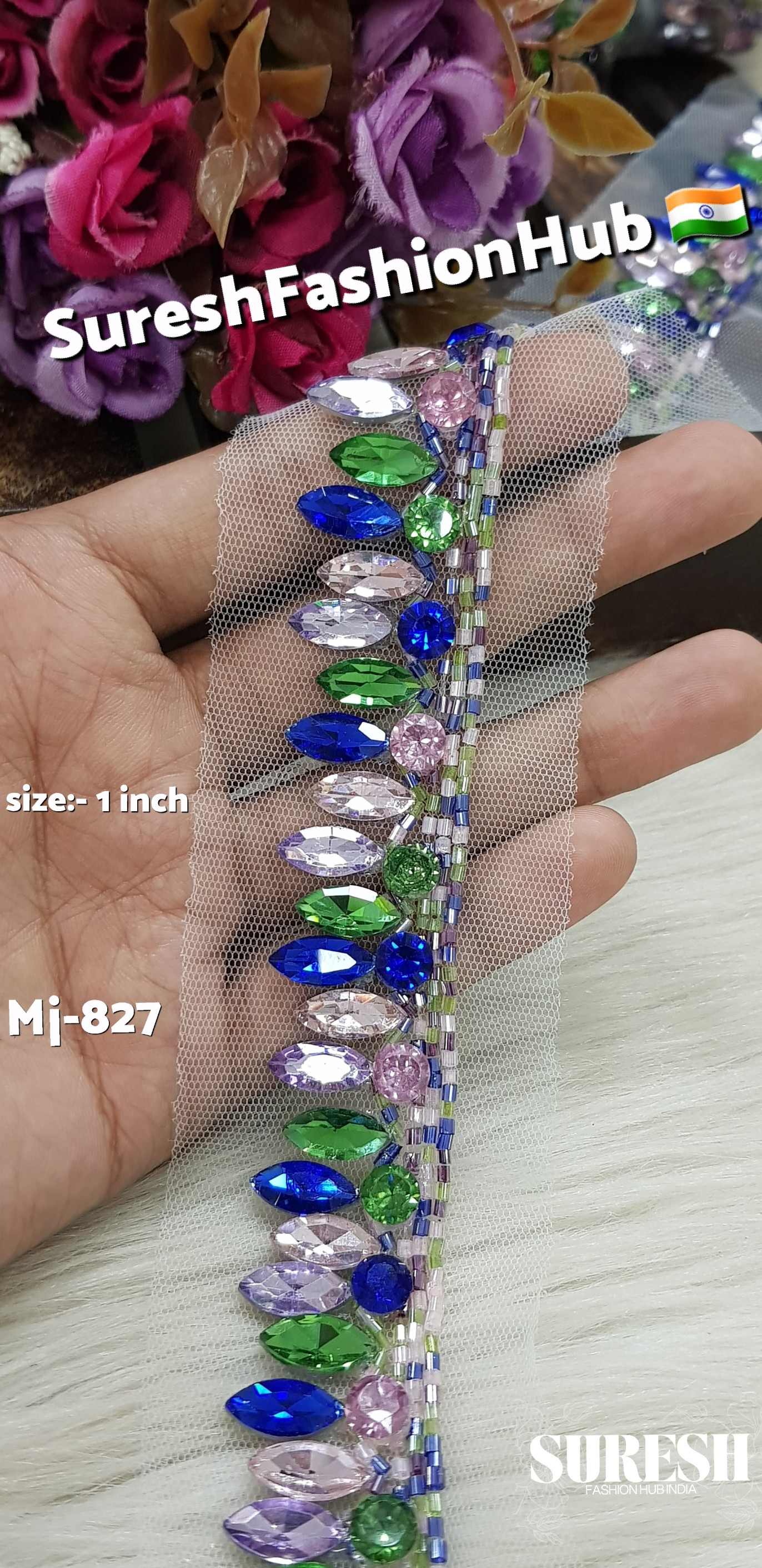 Multi Color No. 2 Rhinestone & Cutdhana Handmade Lace –  MJ-827