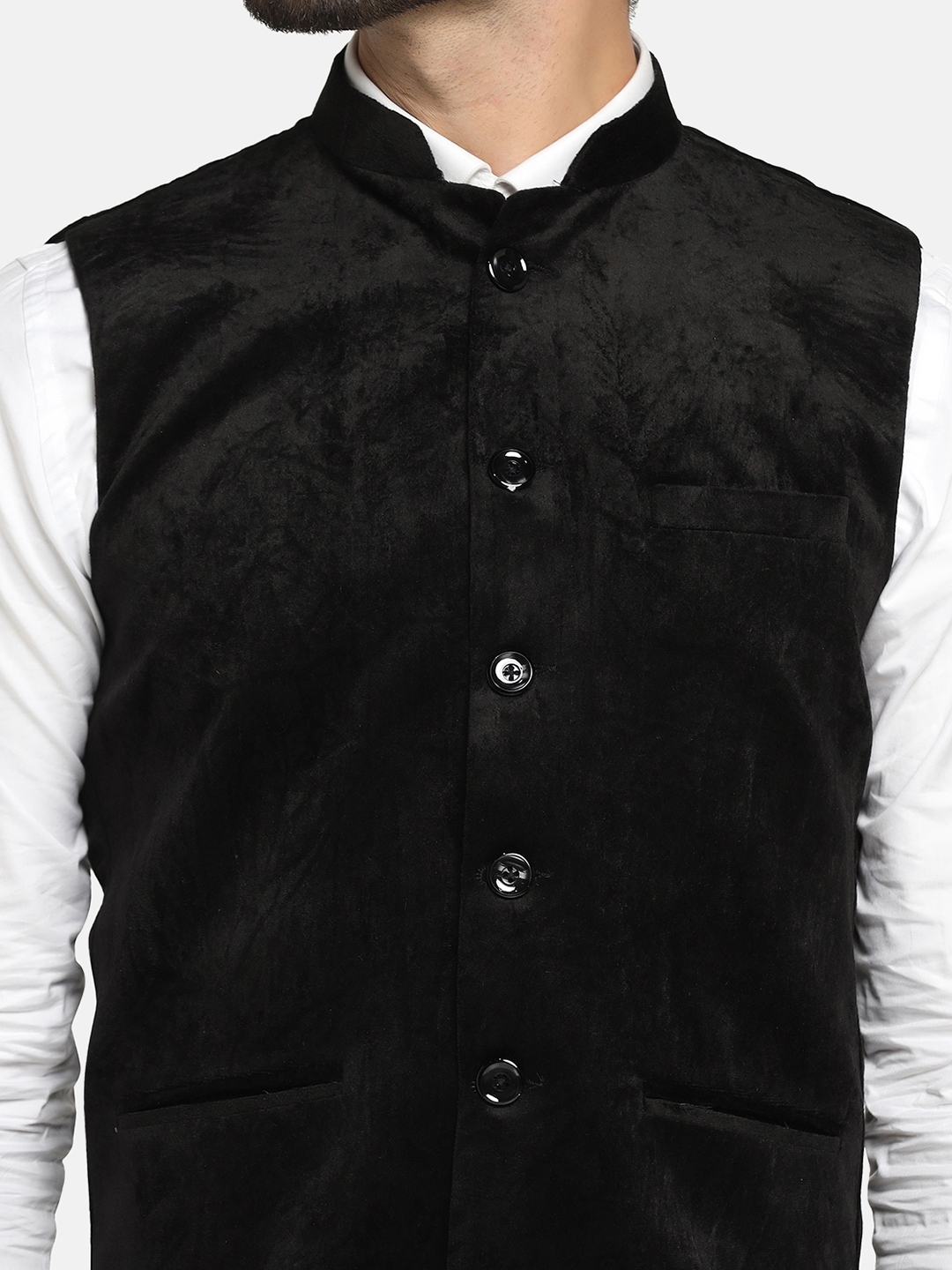 TAHVO | TAHVO Men Black Velvet Nehru Jacket 3