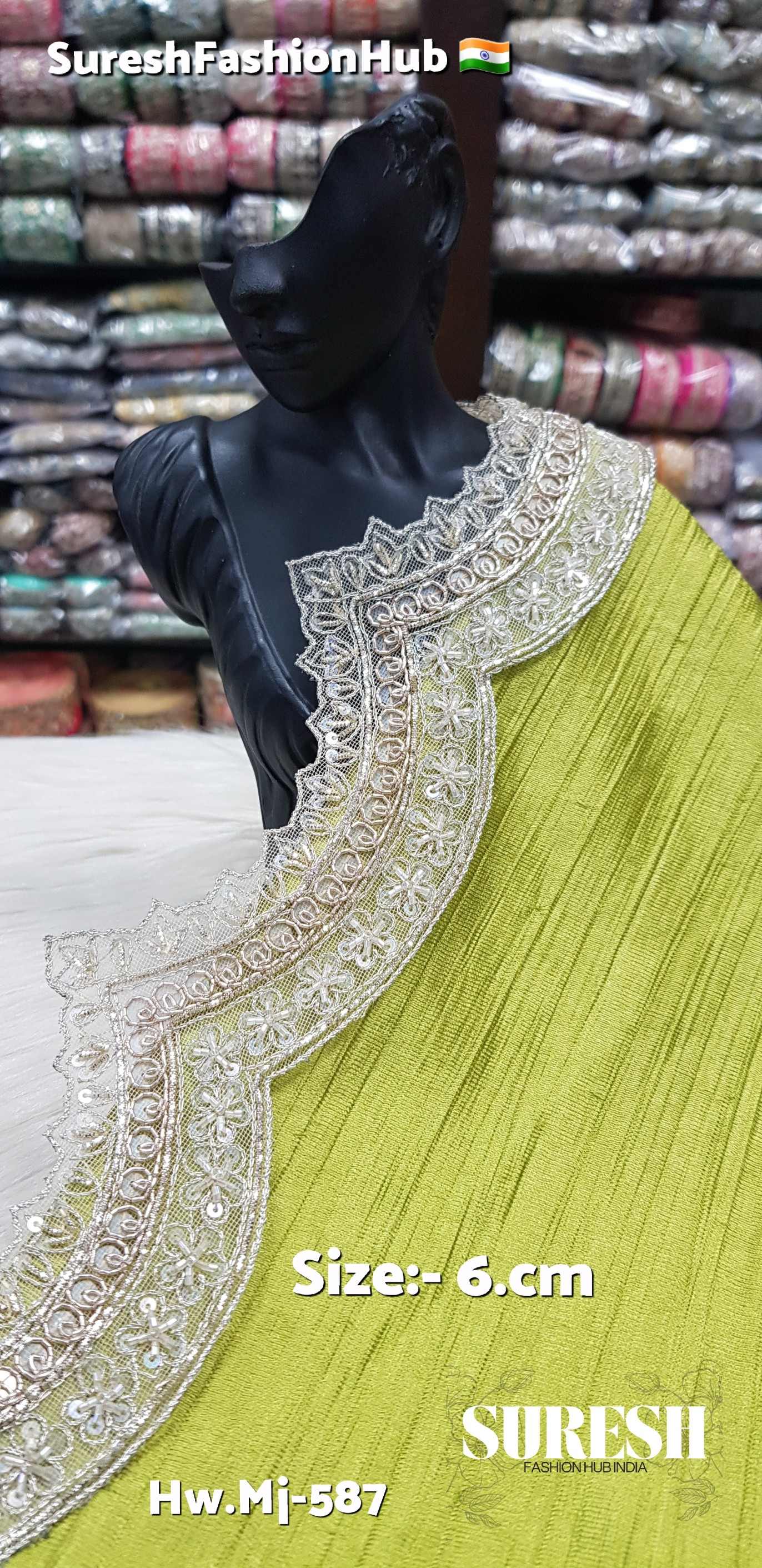 Water Shade Rainbow Beads Double Scalloped Handmade Lace – Hw.Mj-587