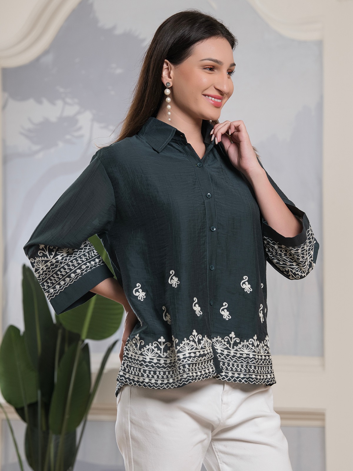 ALBION SMART LADIES GREEN TOP