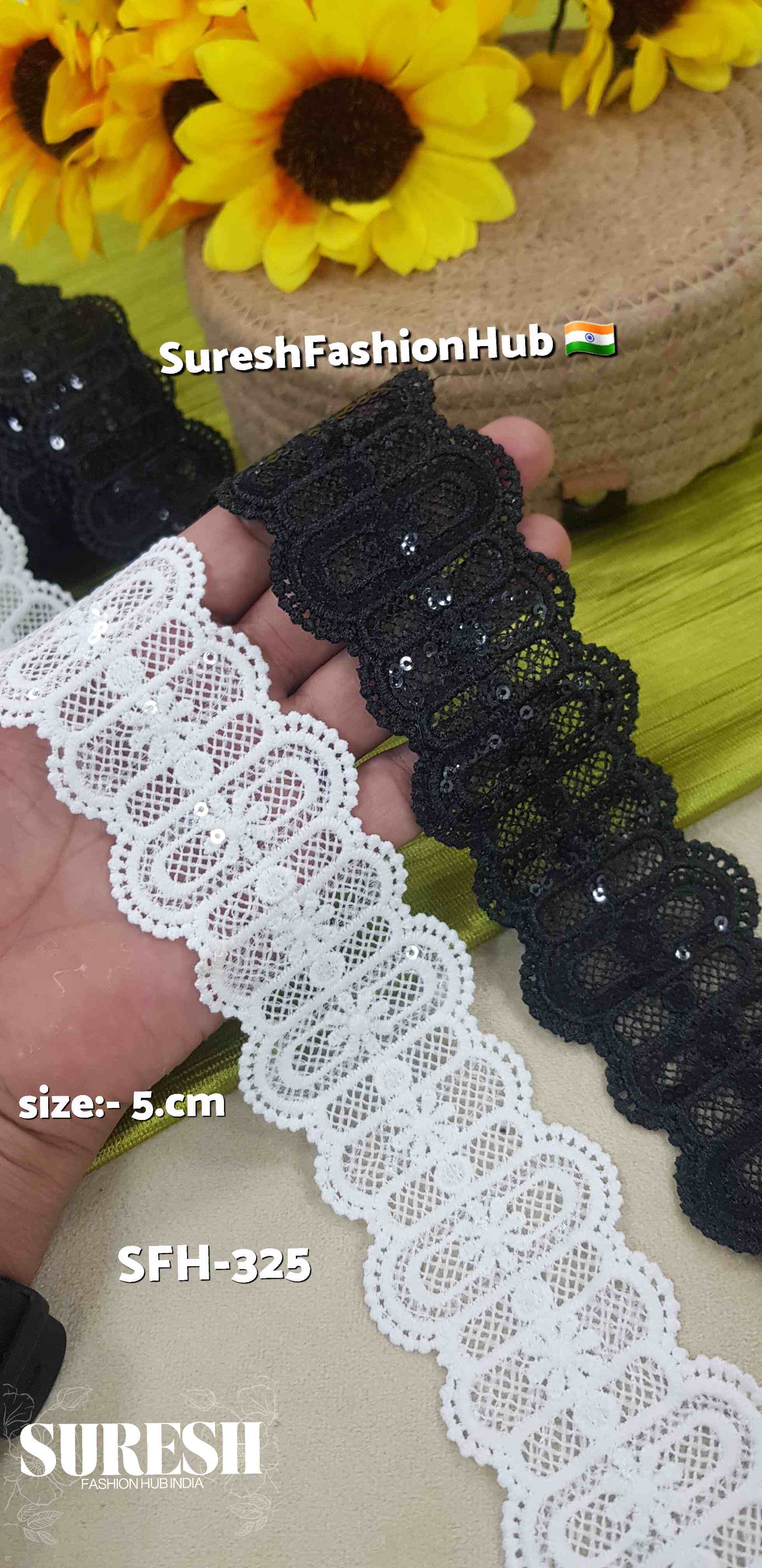 White Two-Sided GPO Lace with Transparent Sequins